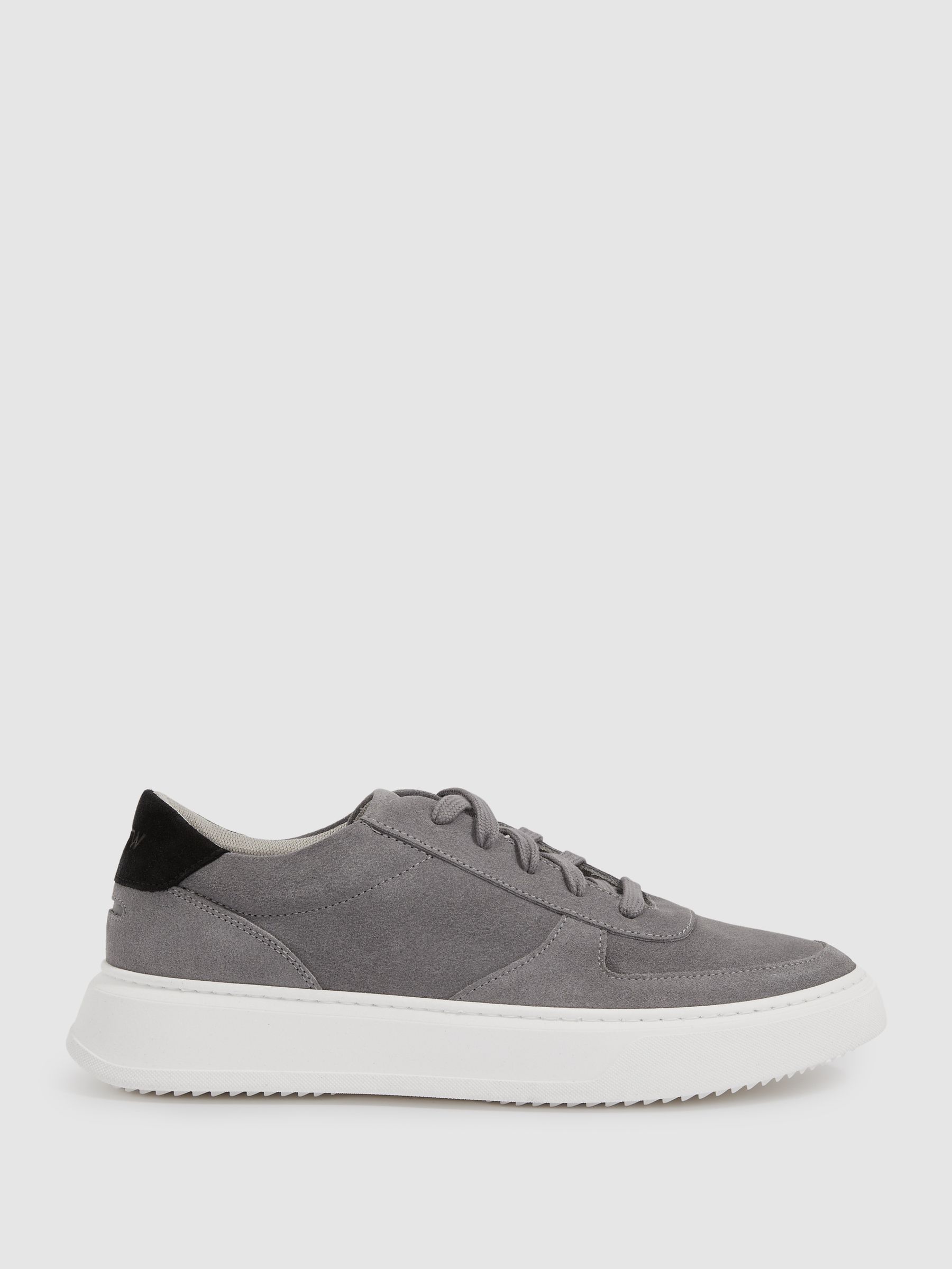 Unseen Footwear Suede Marais Trainers in Grey/Black - Image 1 of 4