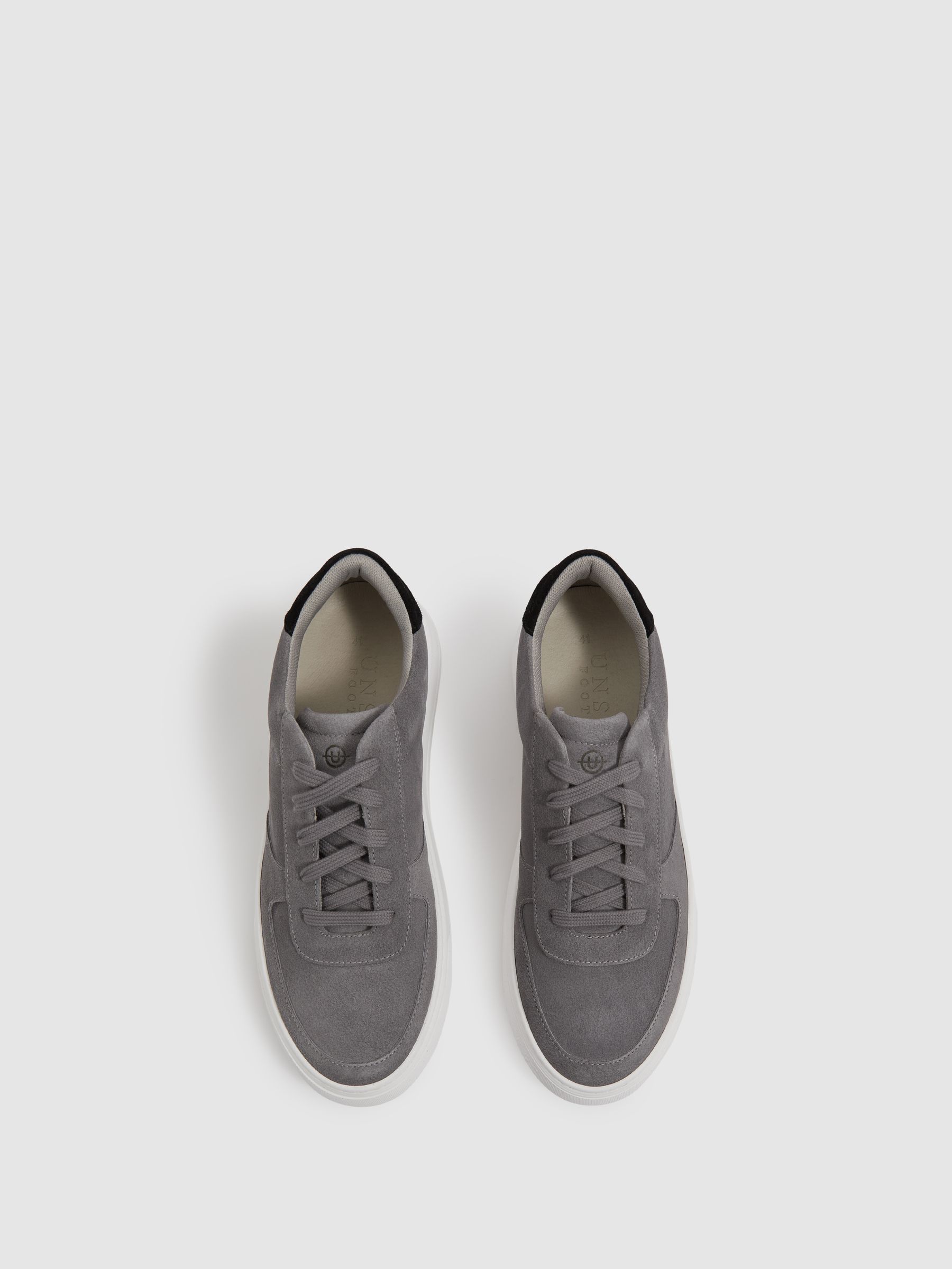 Unseen Footwear Suede Marais Trainers in Grey/Black - Image 2 of 4