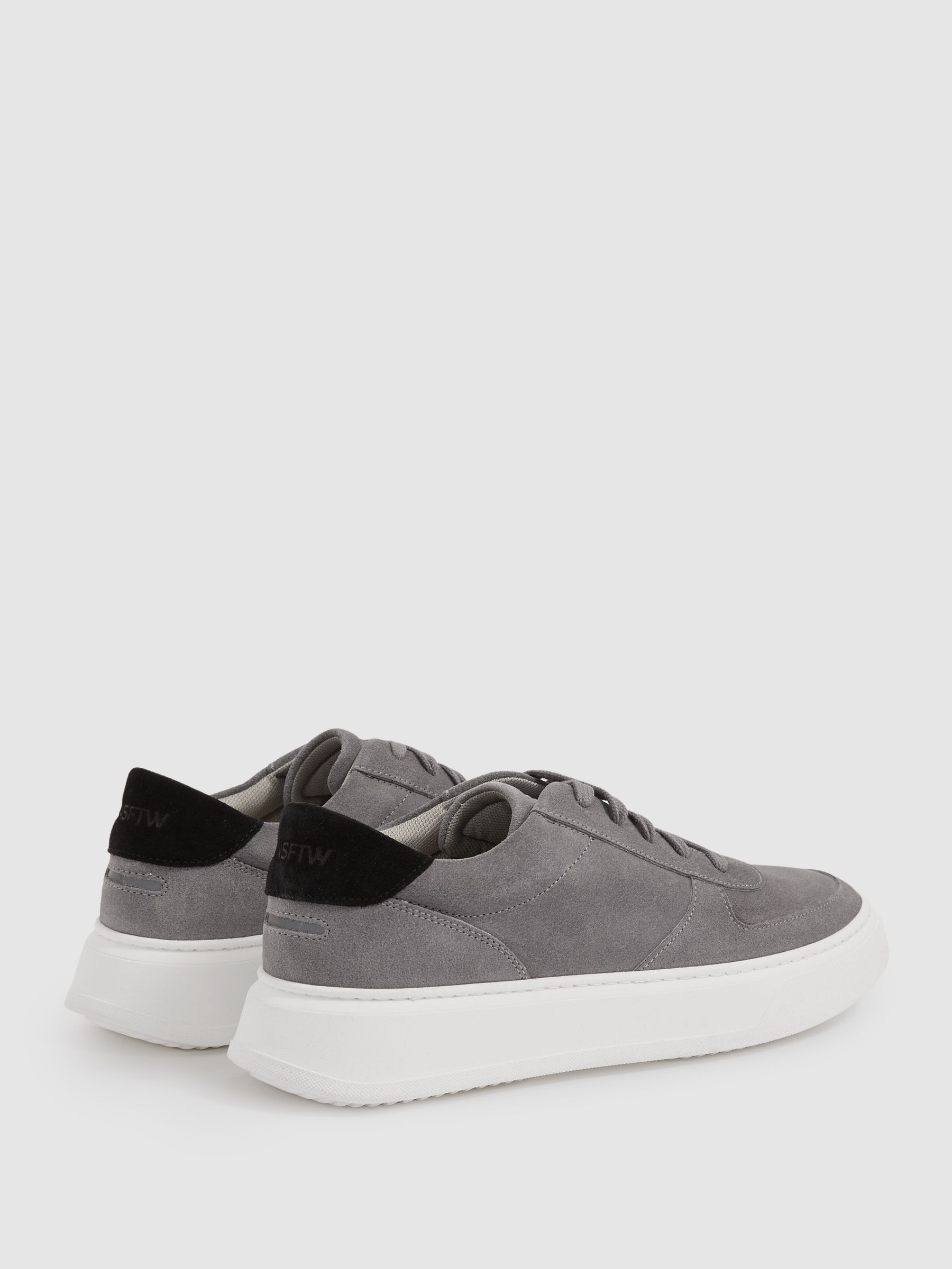 Unseen Footwear Suede Marais Trainers in Grey/Black - Image 3 of 4