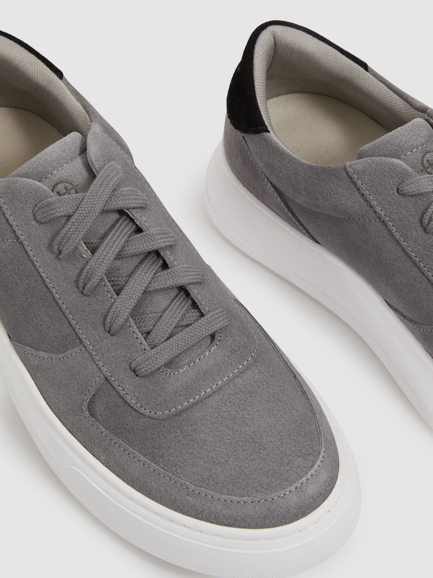 Unseen Footwear Suede Marais Trainers in Grey/Black - Image 4 of 4