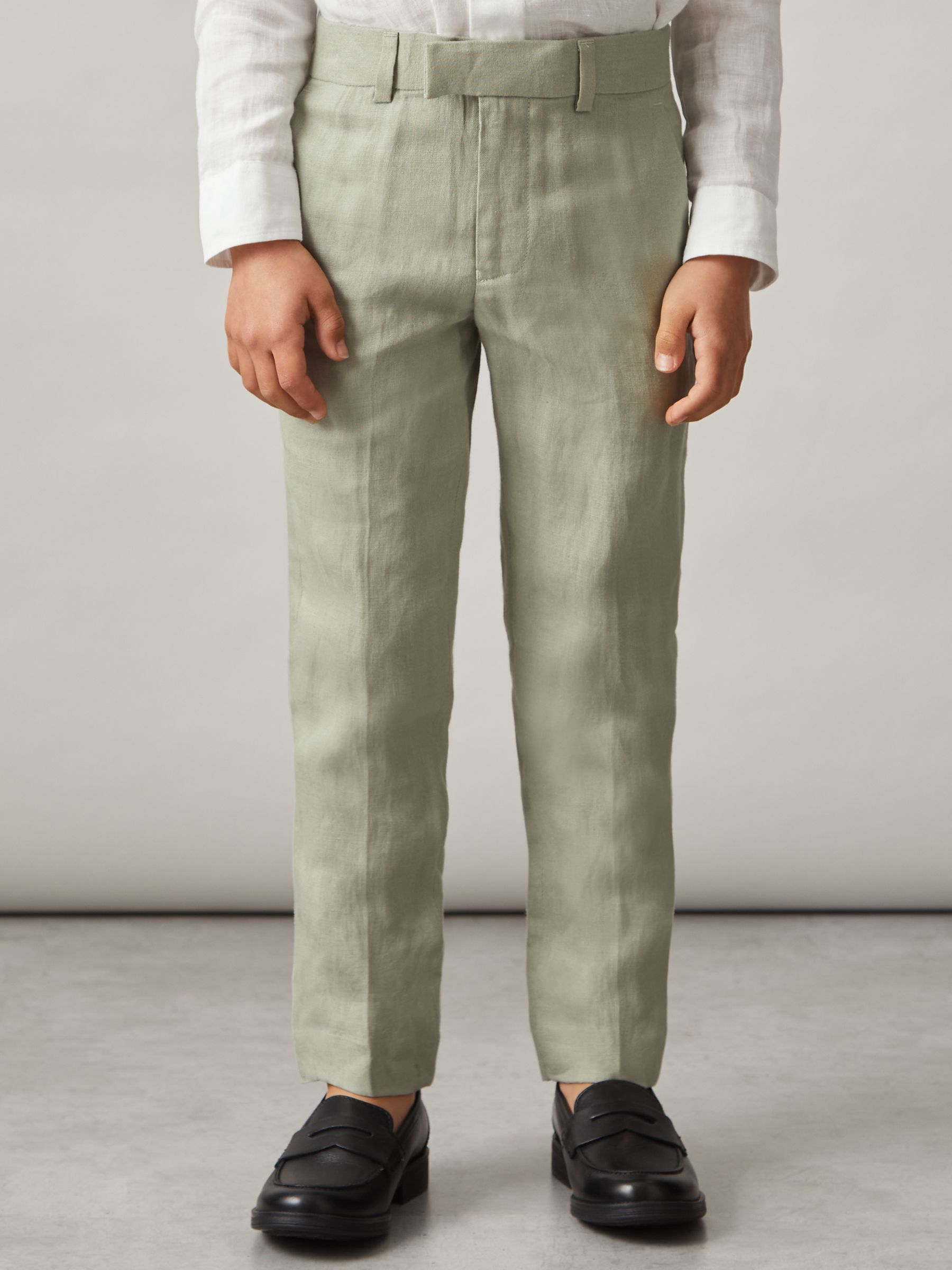 Senior Slim Fit Linen Adjustable Trousers in Apple - Image 3 of 4