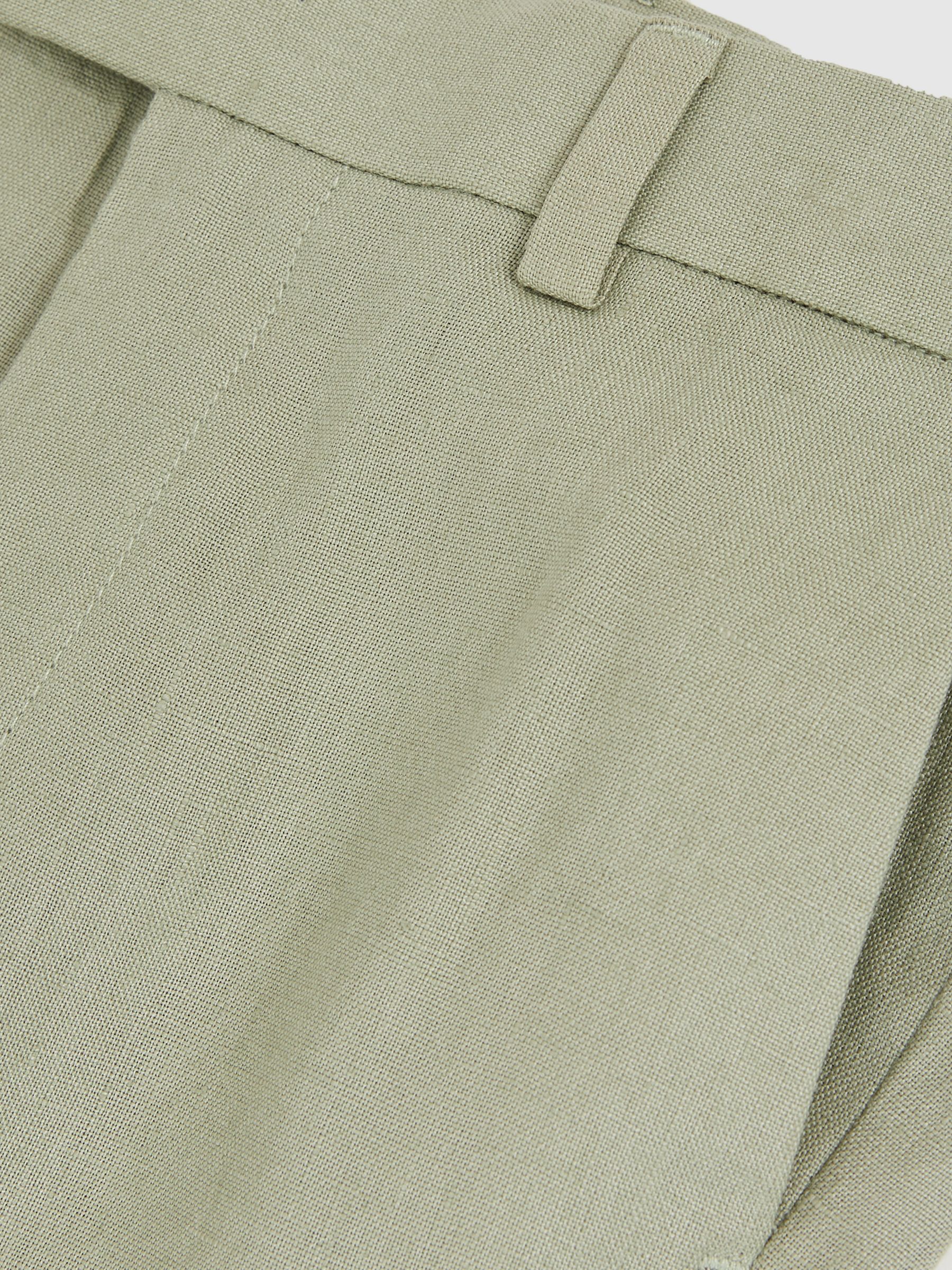 Senior Slim Fit Linen Adjustable Trousers in Apple - Image 4 of 4