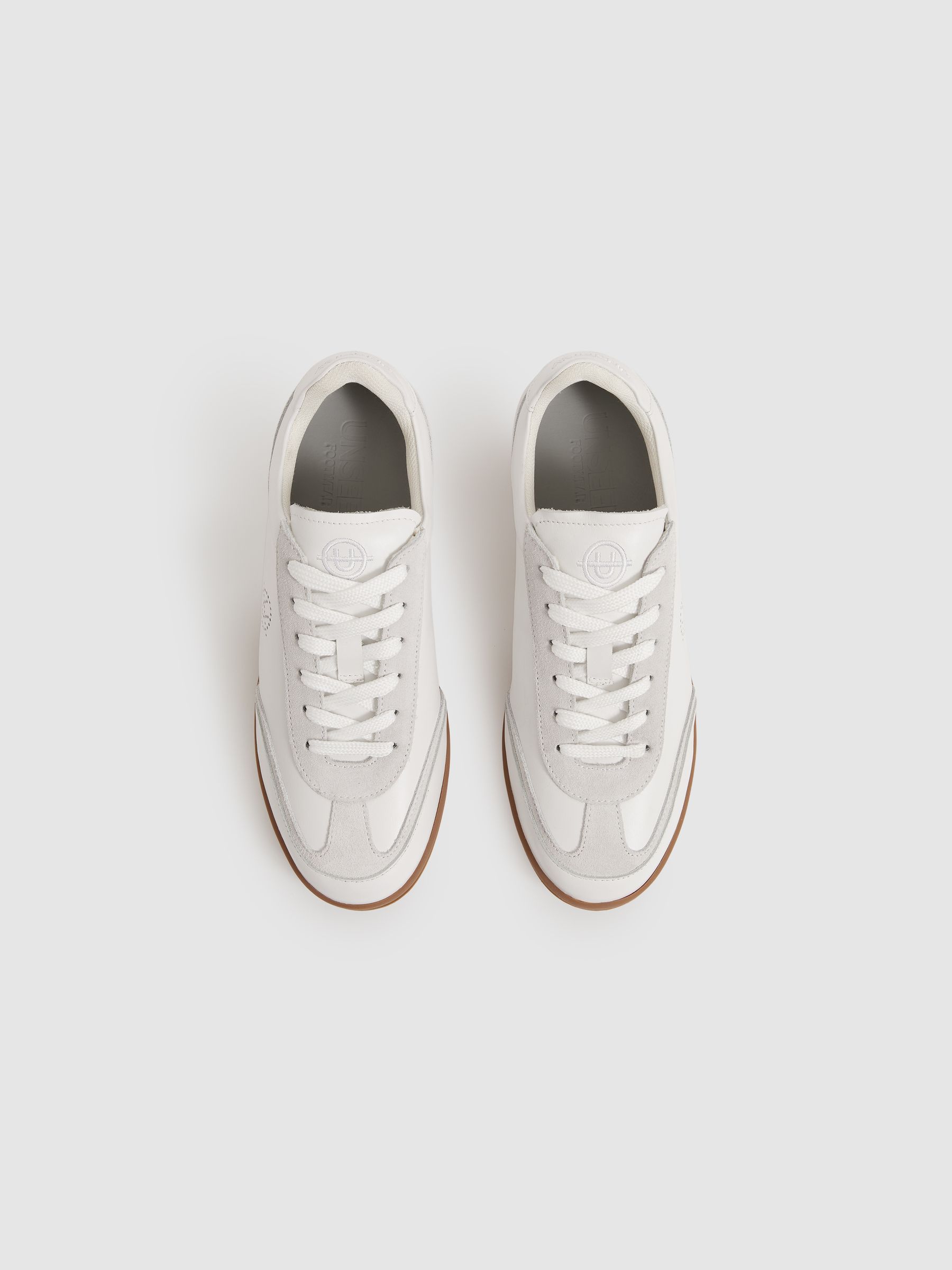 Unseen Footwear Leather Suede Trainers in White - Image 2 of 6