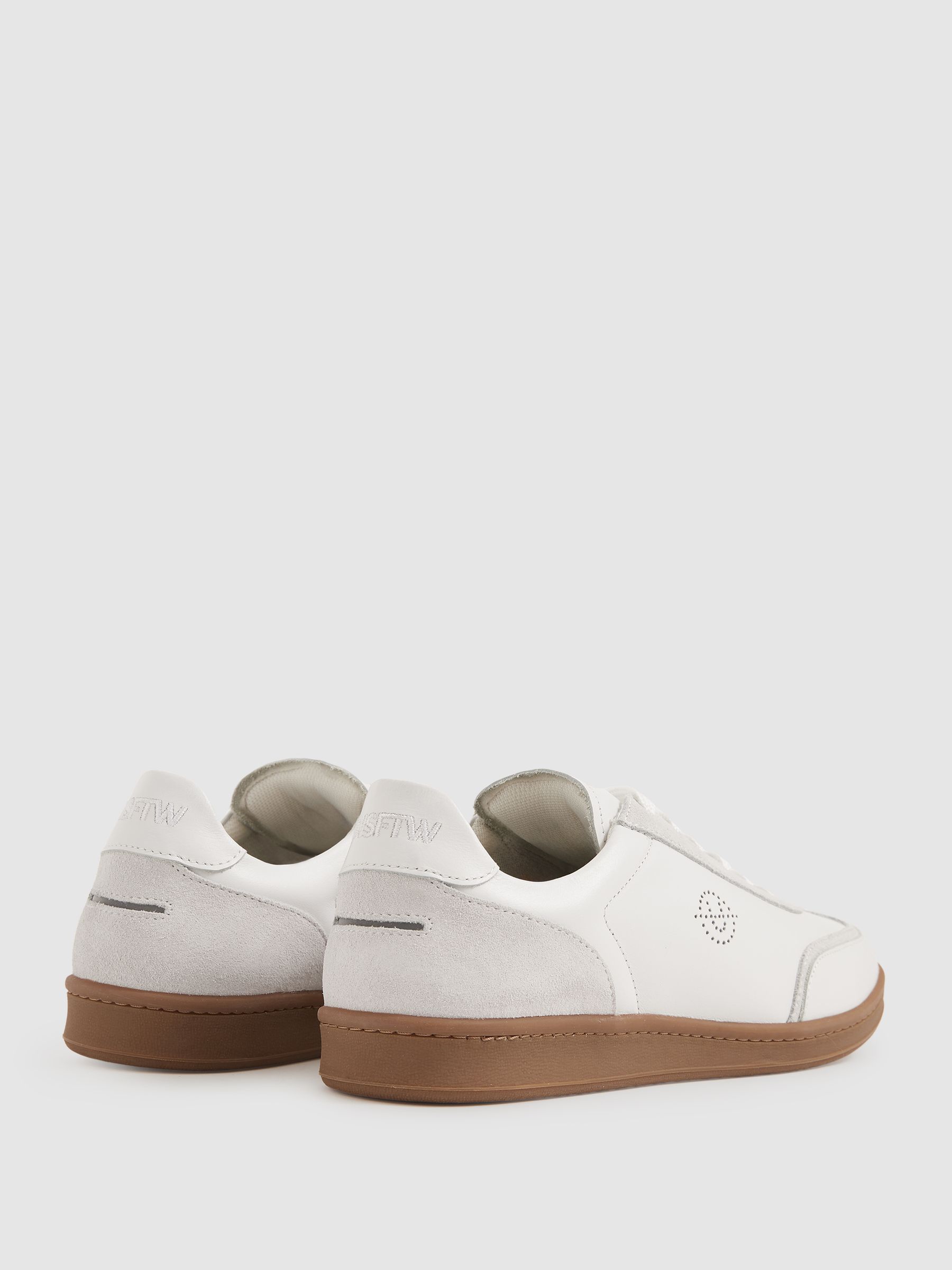 Unseen Footwear Leather Suede Trainers in White - Image 3 of 6
