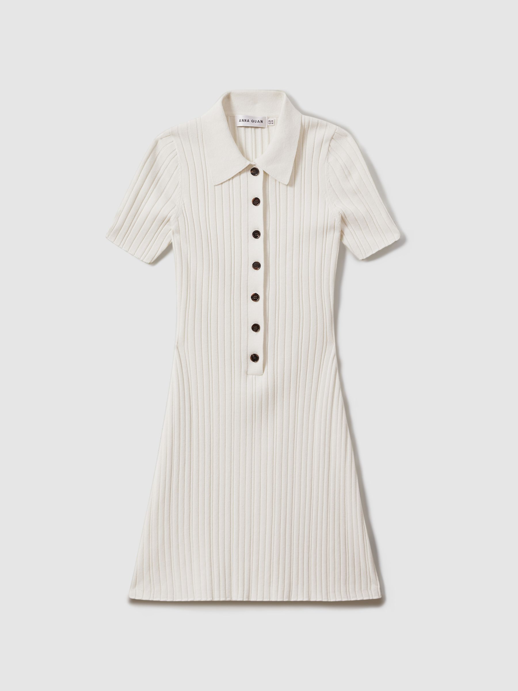 Anna Quan Ribbed Cotton Mini Dress in White - Image 2 of 5