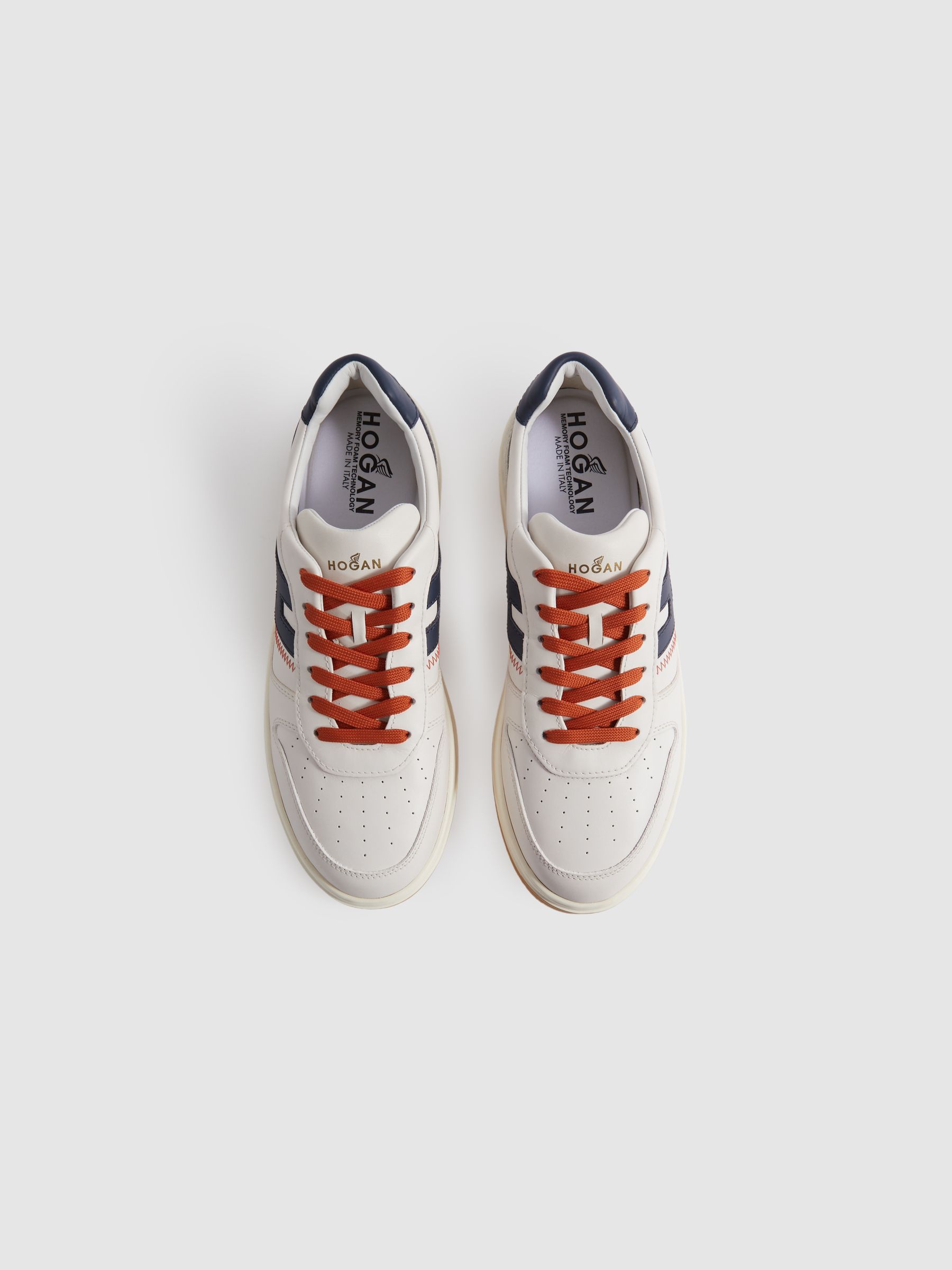 Hogan Chunky Leather Trainers in White Multi - Image 2 of 4