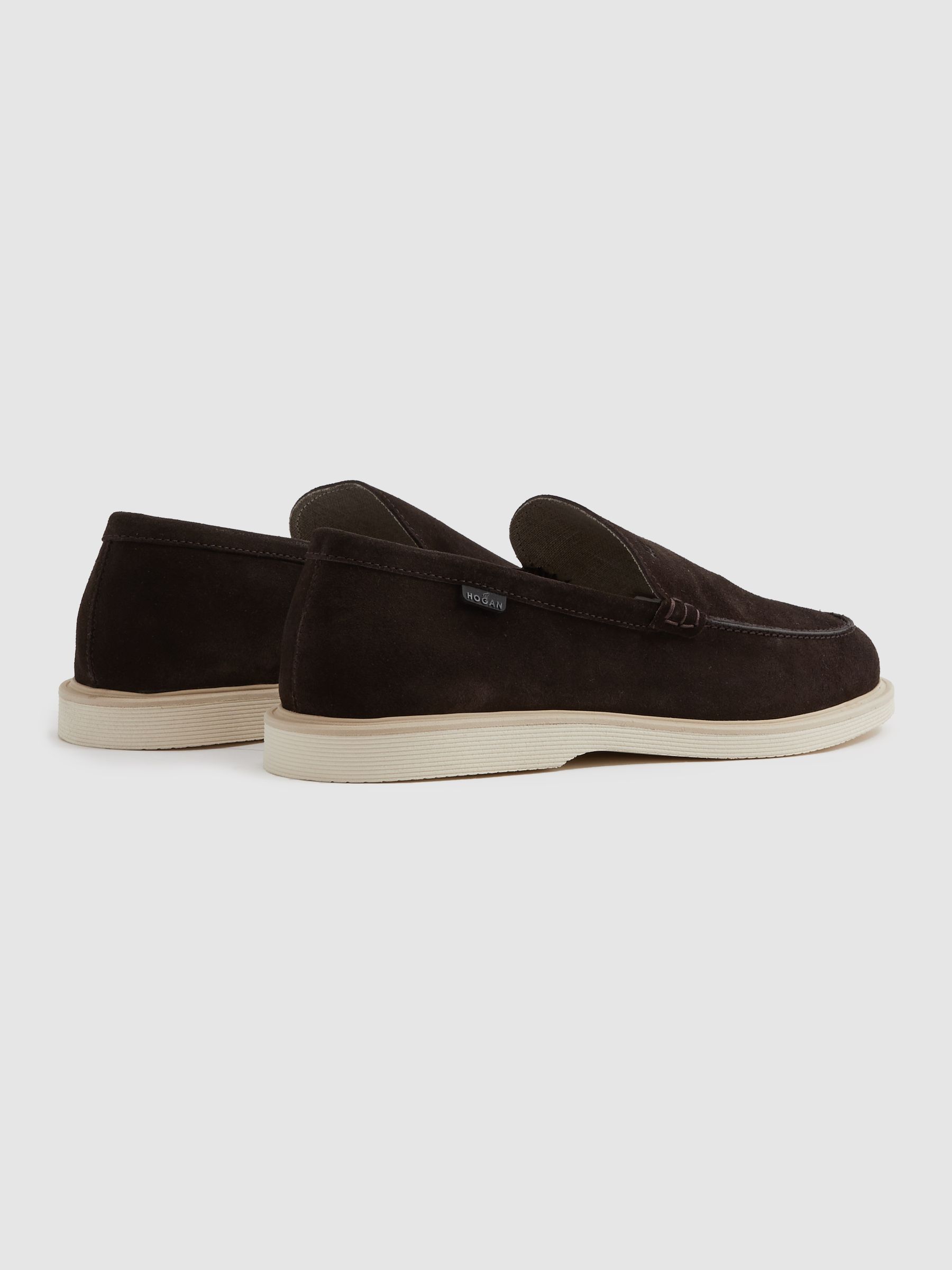 Hogan Suede Slip-Ons Loafers in Brown - Image 3 of 4