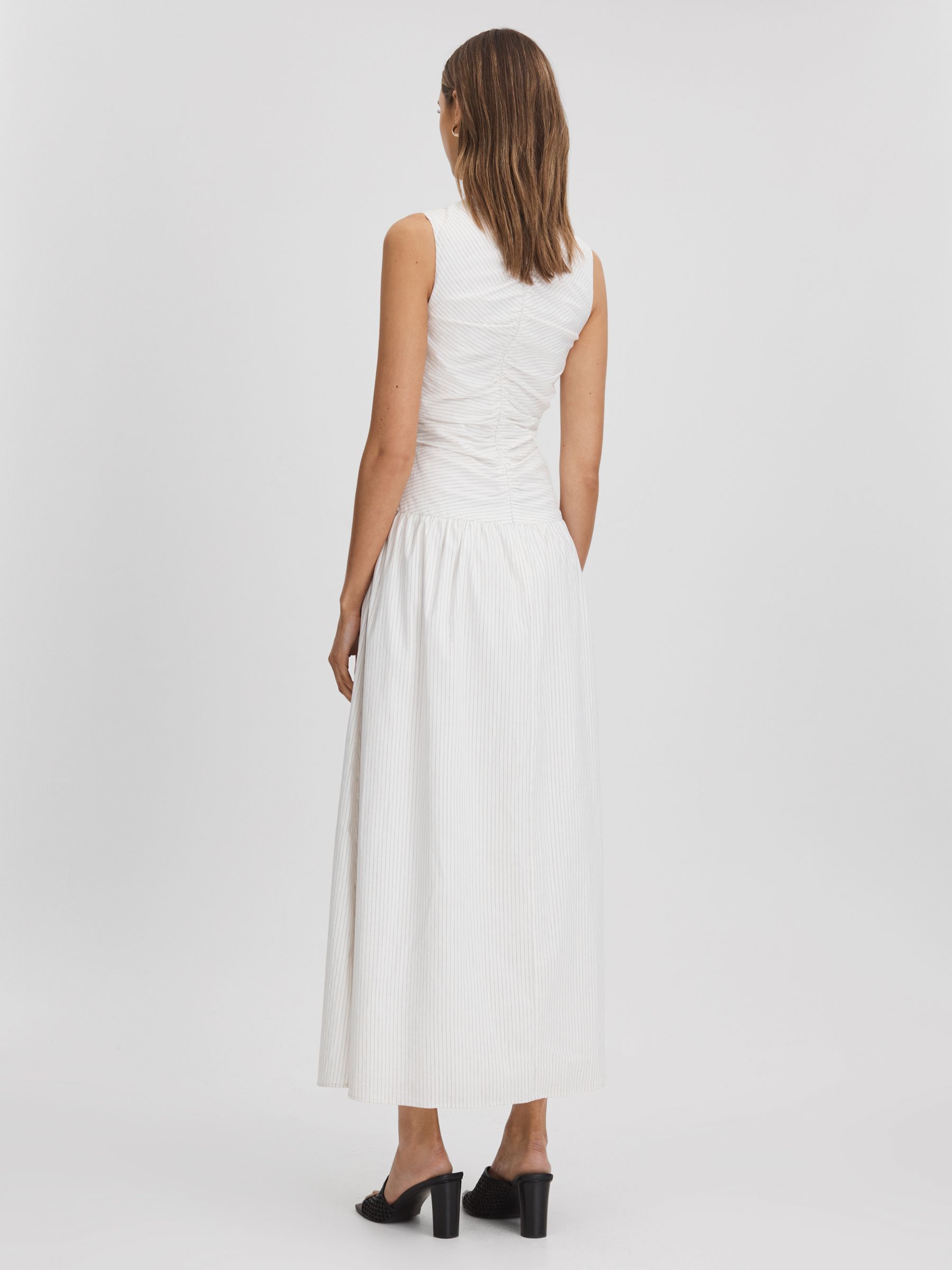 Anna Quan Ruche Maxi Dress in White Stripe - Image 4 of 5