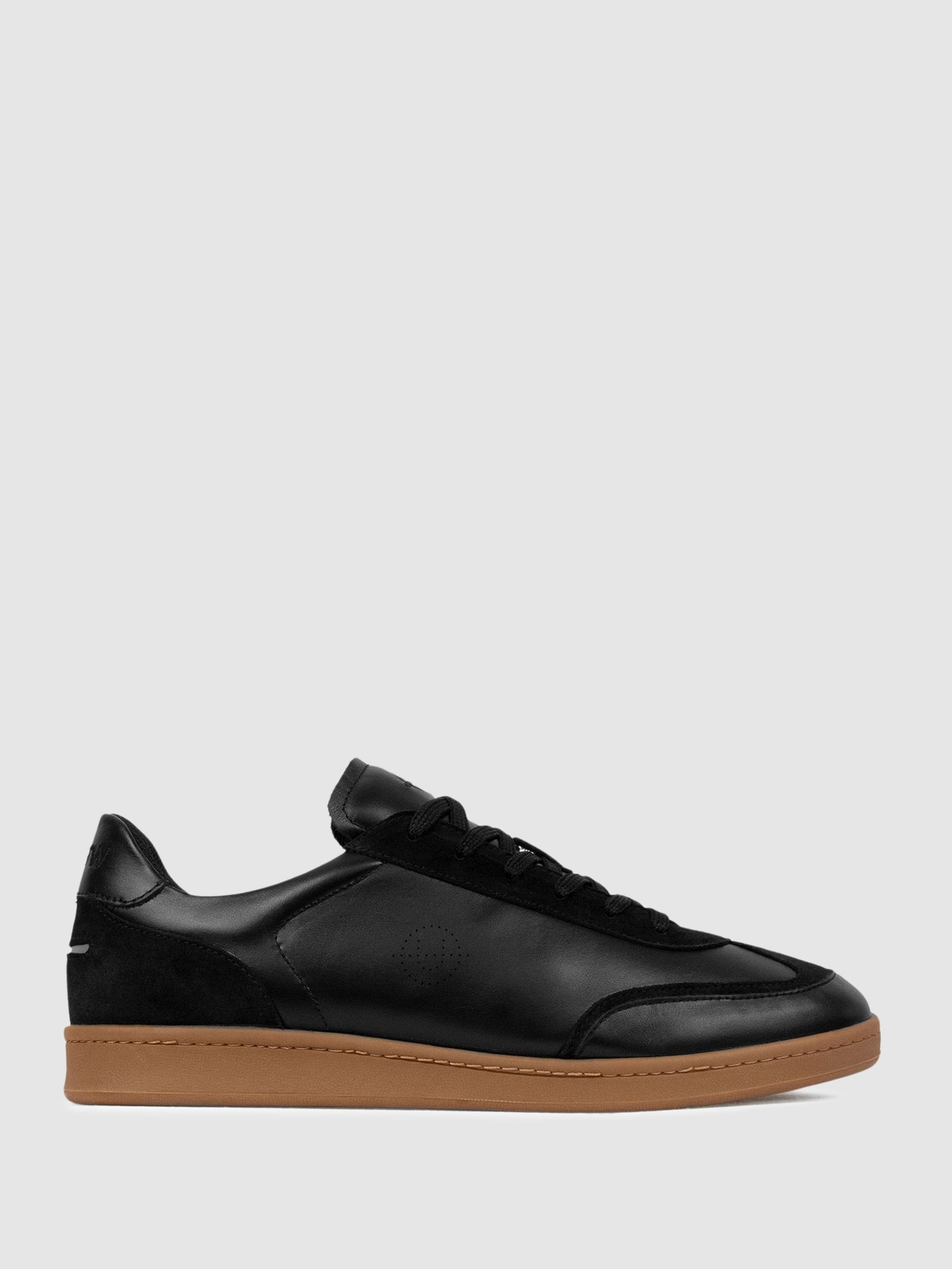 Unseen Footwear Leather Suede Trainers in Black - Image 1 of 5