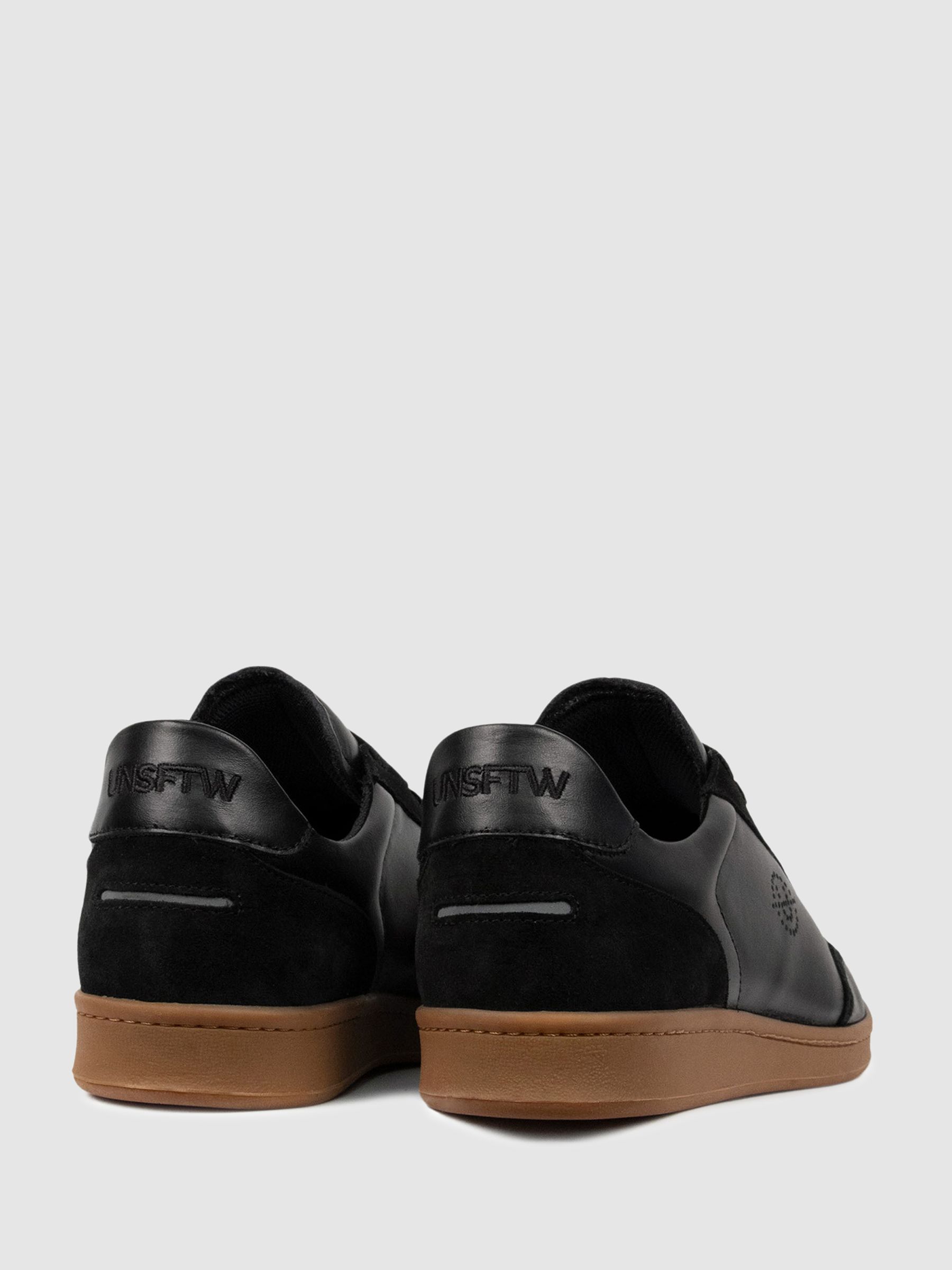 Unseen Footwear Leather Suede Trainers in Black - Image 3 of 5