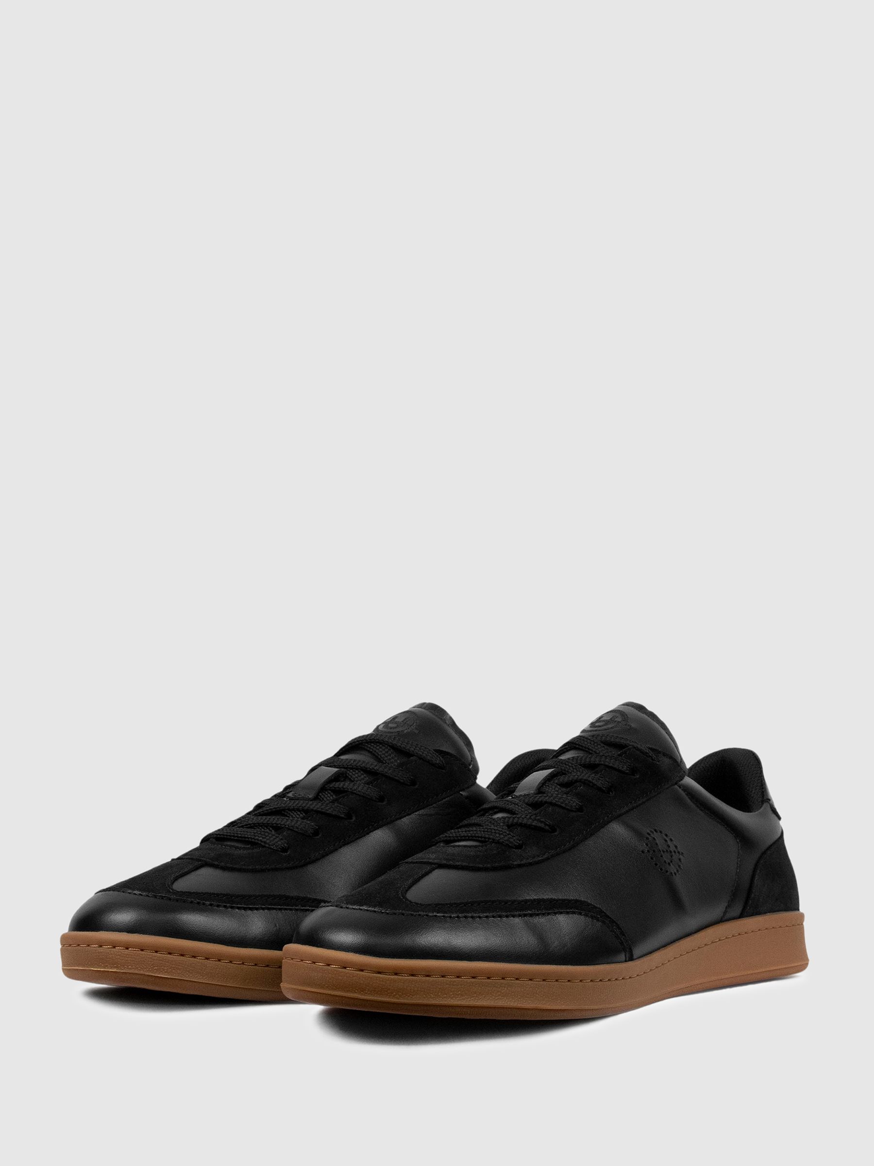 Unseen Footwear Leather Suede Trainers in Black - Image 4 of 5