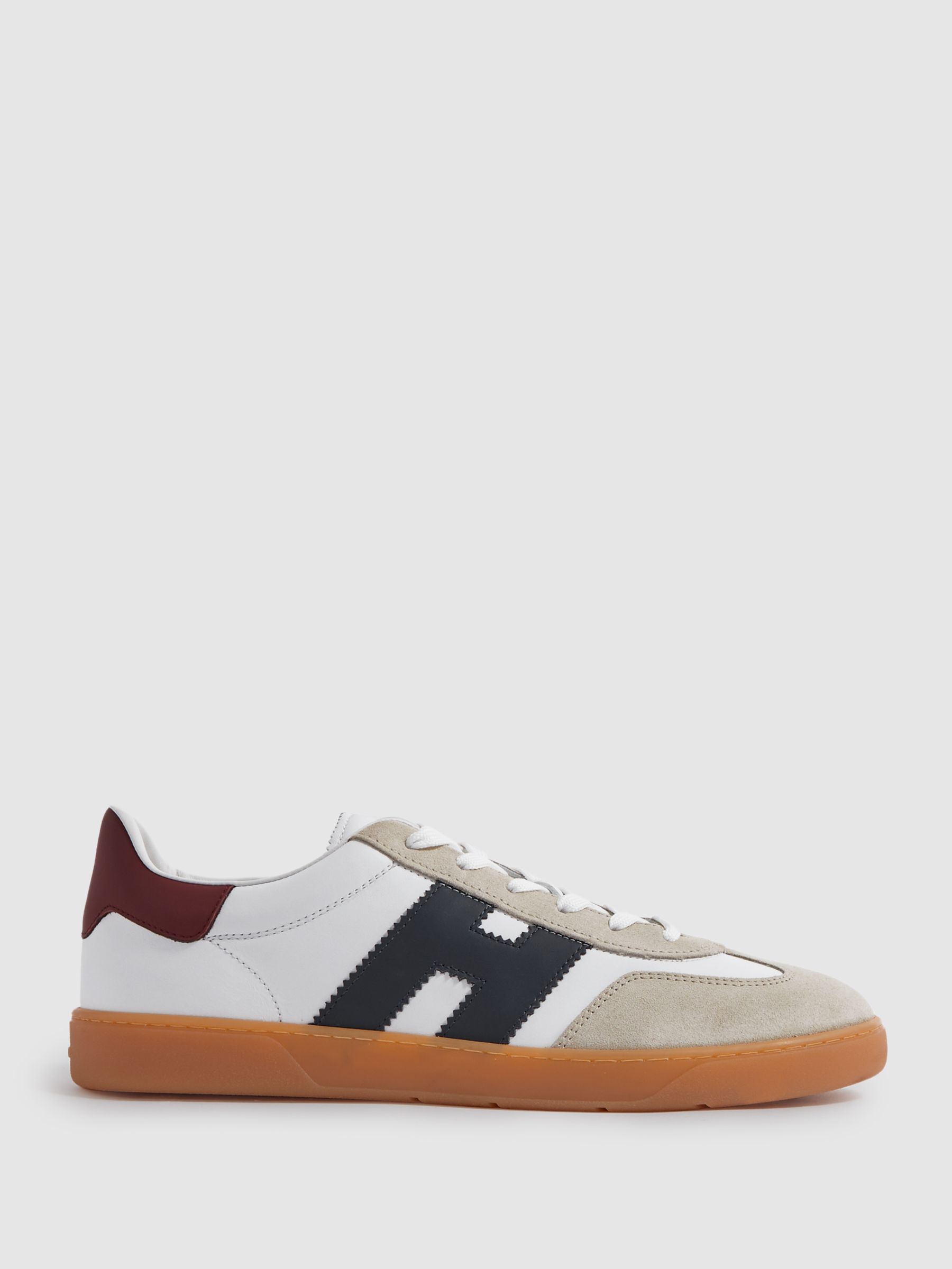 Hogan Leather Suede Low Top Trainers in White Multi - Image 1 of 4