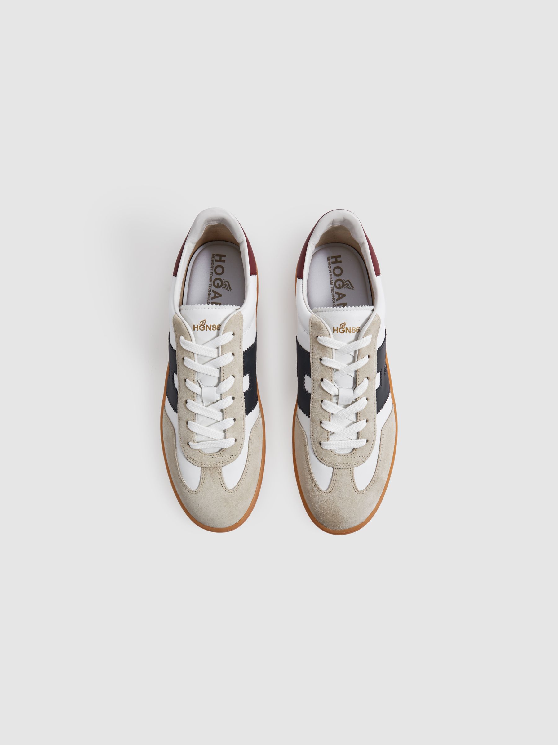Hogan Leather Suede Low Top Trainers in White Multi - Image 2 of 4