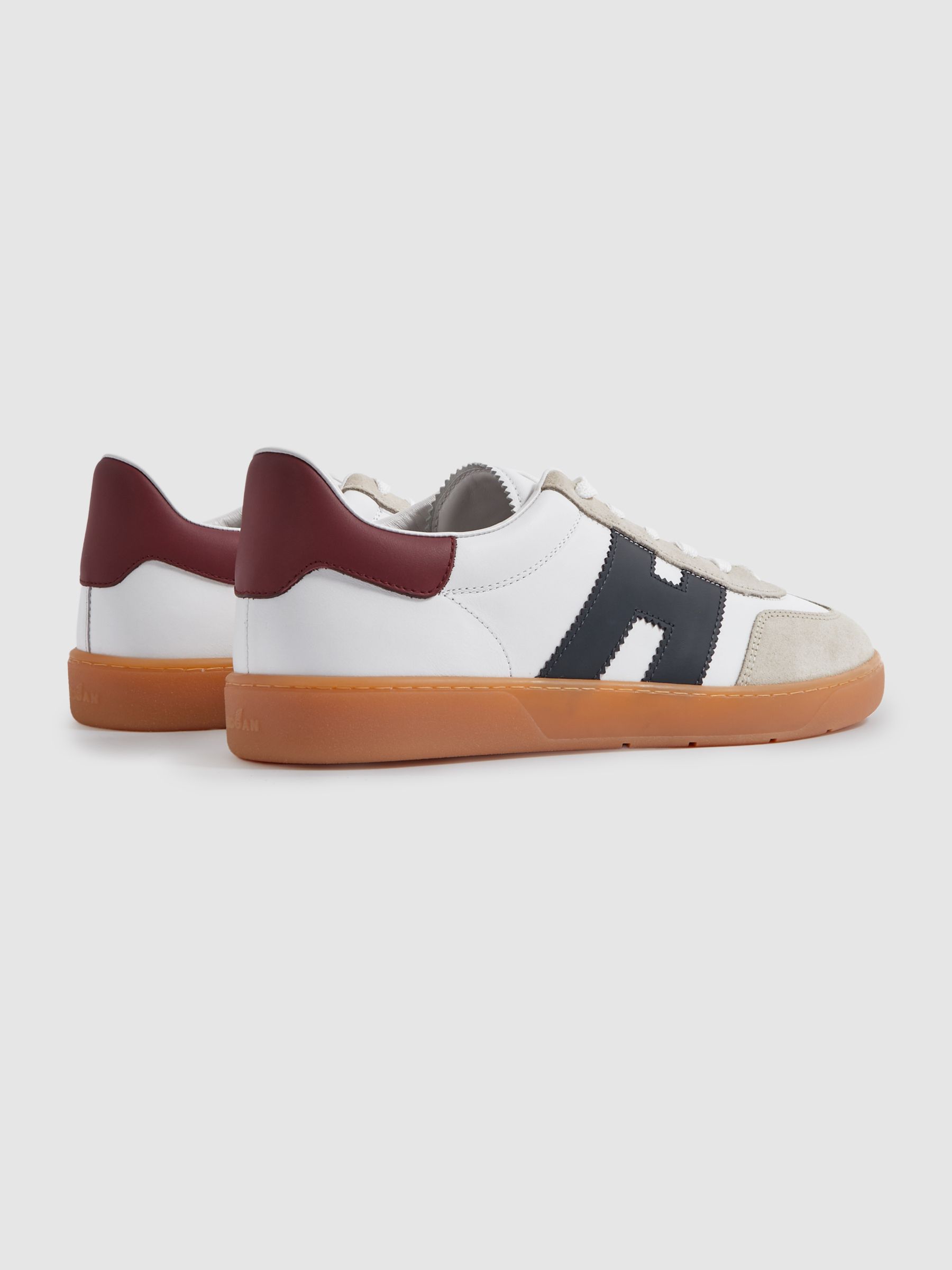 Hogan Leather Suede Low Top Trainers in White Multi - Image 3 of 4