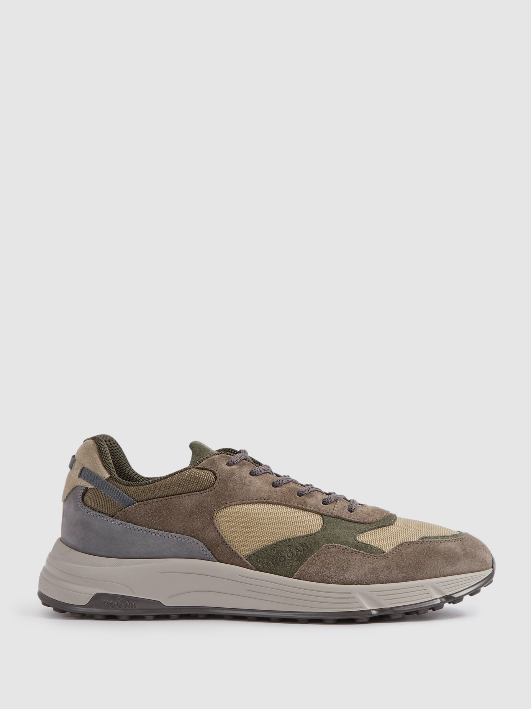 Hogan Suede Woven Trainers in Grey Multi - Image 1 of 4