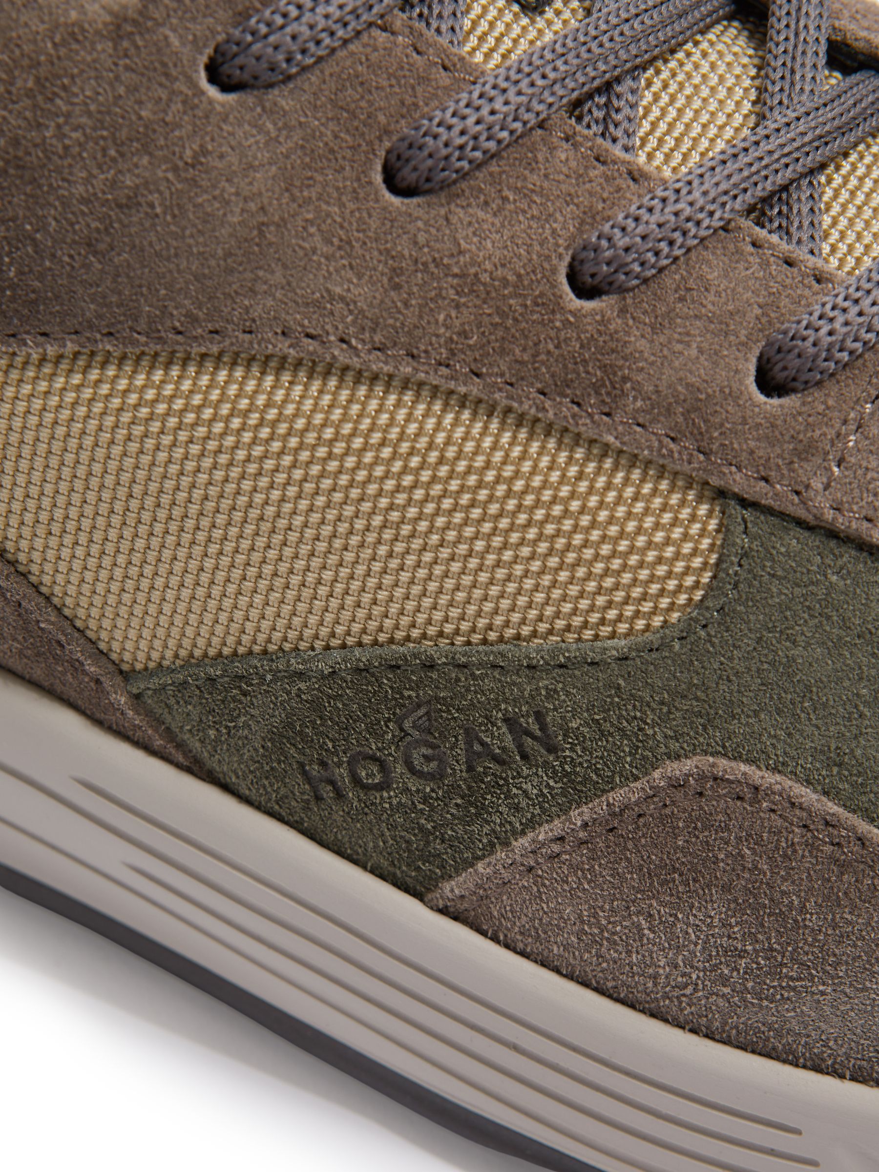 Hogan Suede Woven Trainers in Grey Multi - Image 4 of 4