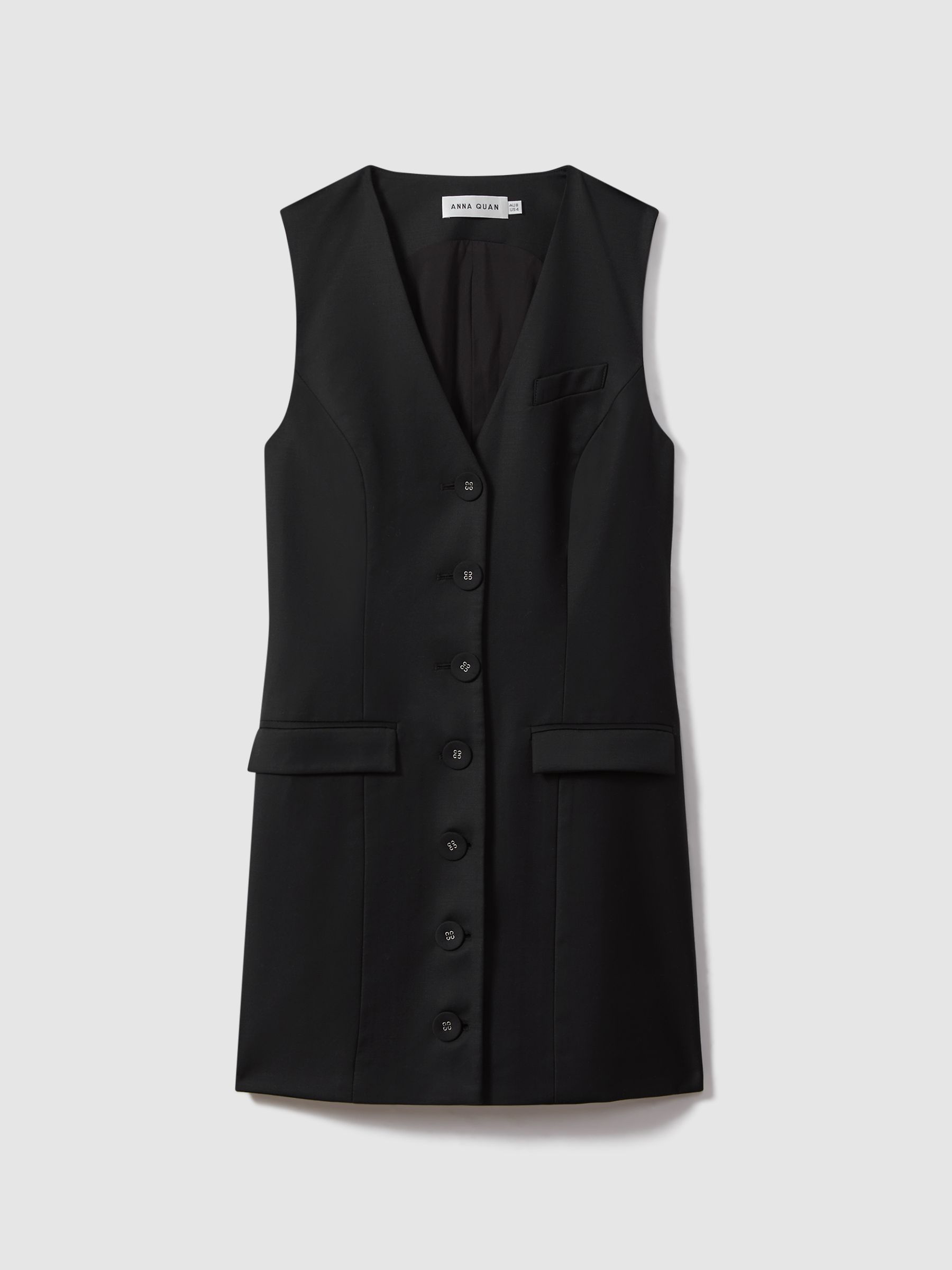 Anna Quan Single Breasted Mini Dress in Black - Image 2 of 6