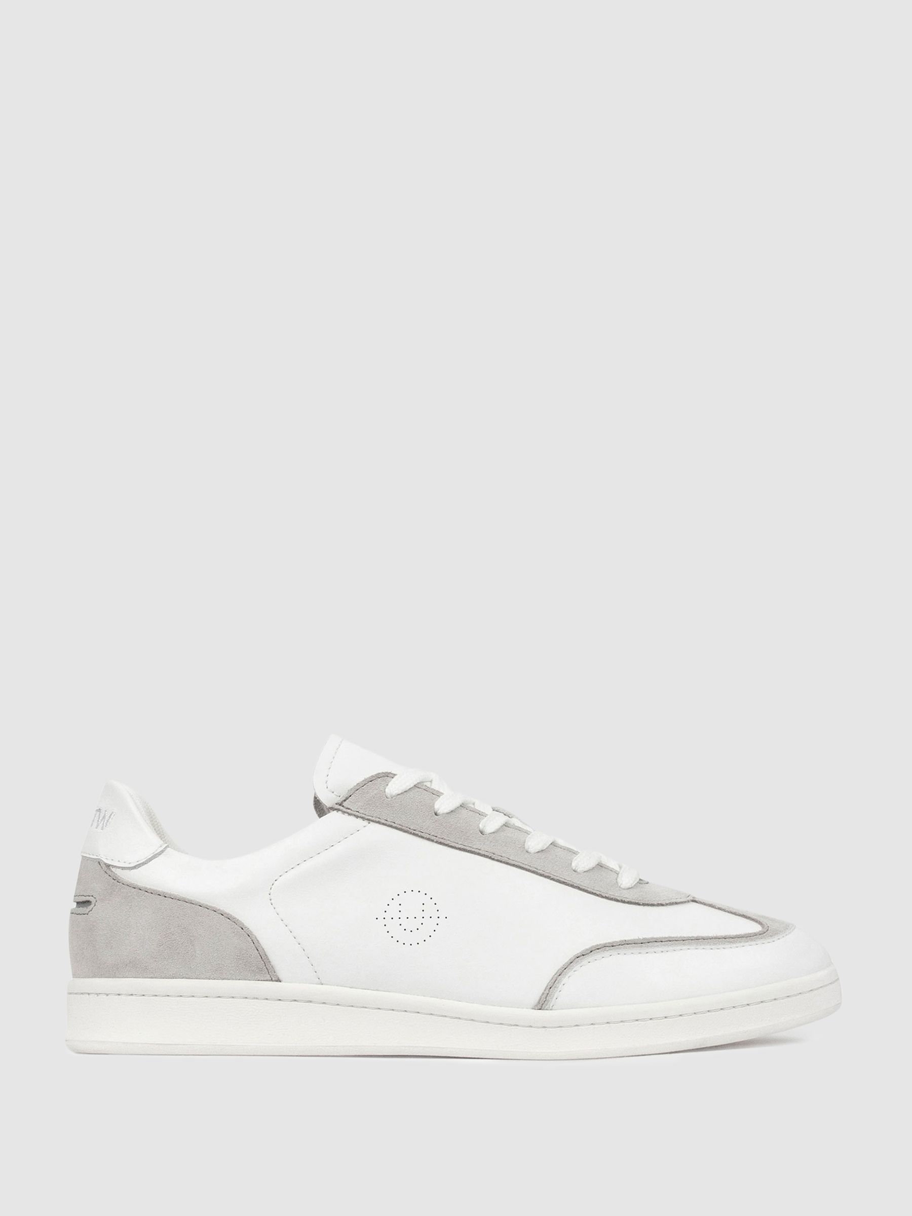Unseen Footwear Leather Suede Trainers in Grey/White - Image 1 of 5