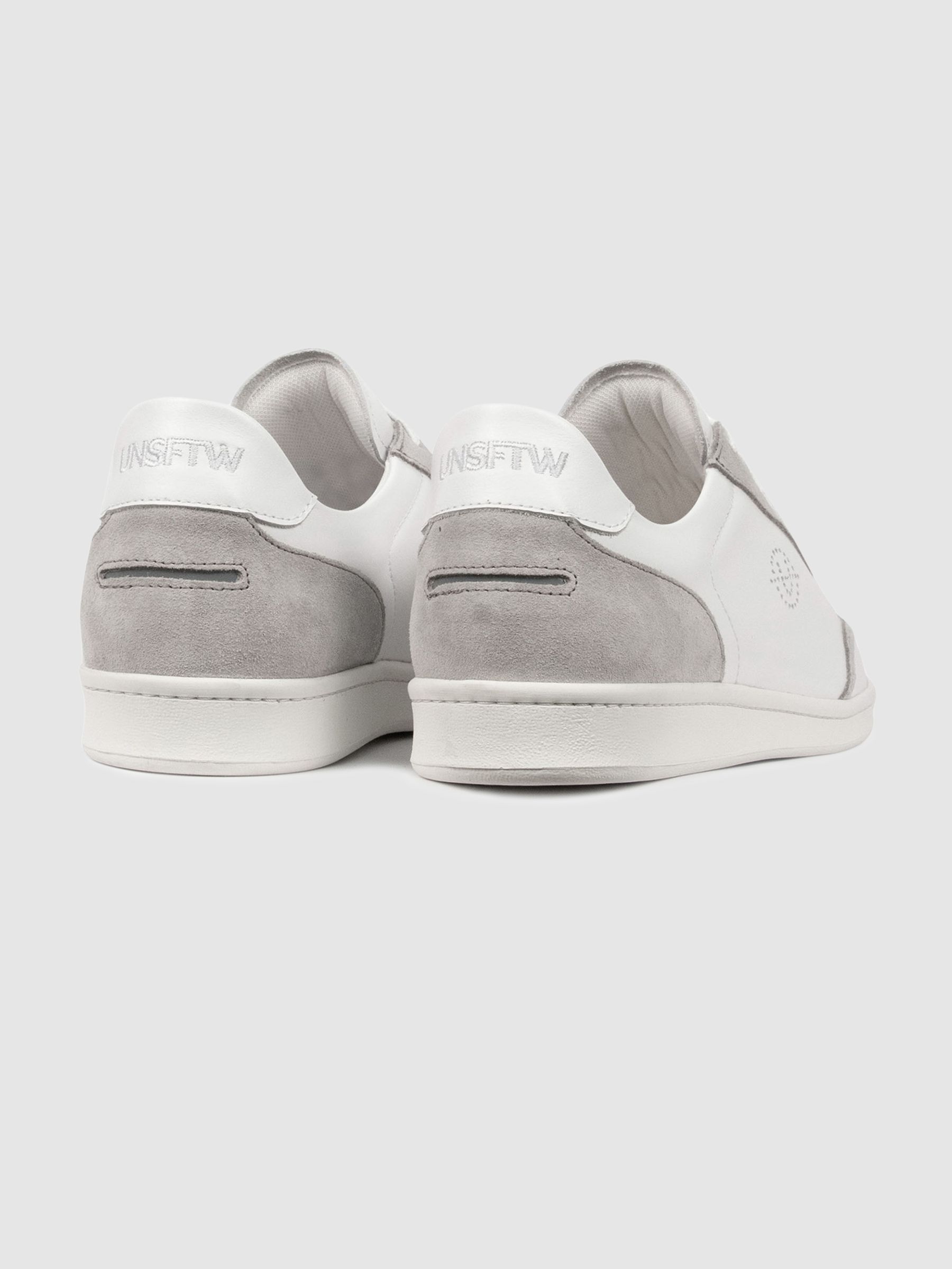 Unseen Footwear Leather Suede Trainers in Grey/White - Image 3 of 5