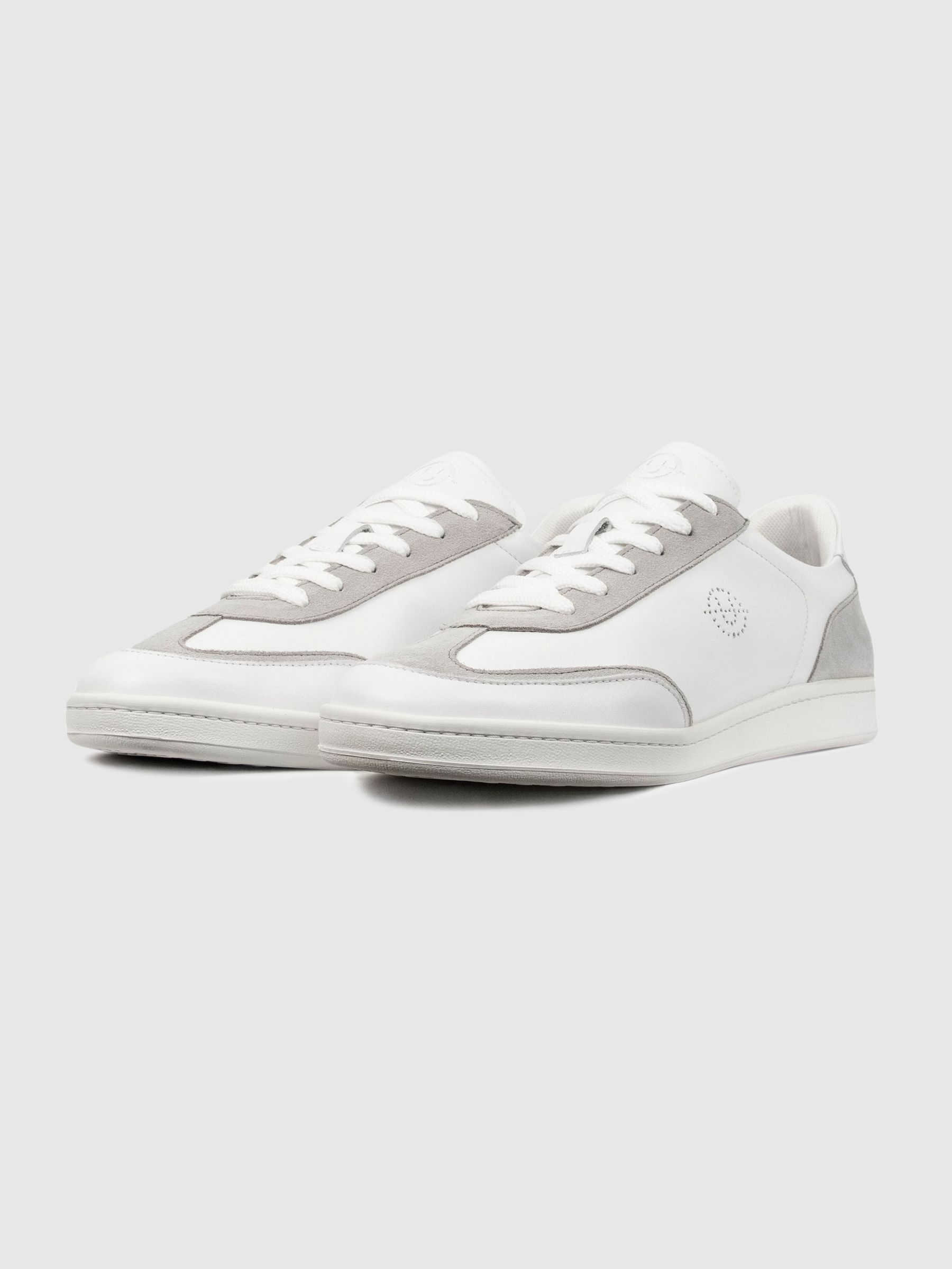 Unseen Footwear Leather Suede Trainers in Grey/White - Image 4 of 5