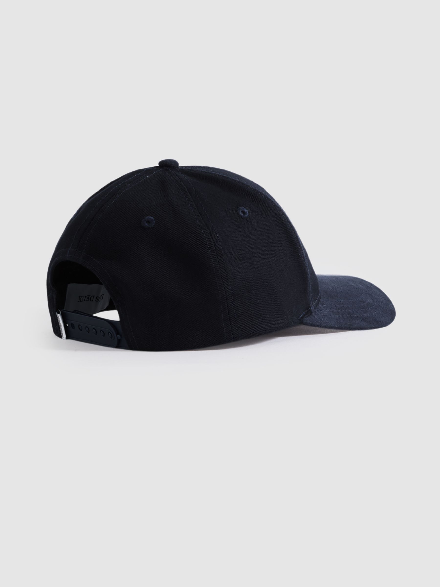 Les Deux Cotton Suede Baseball Cap in Dark Navy - Image 3 of 4