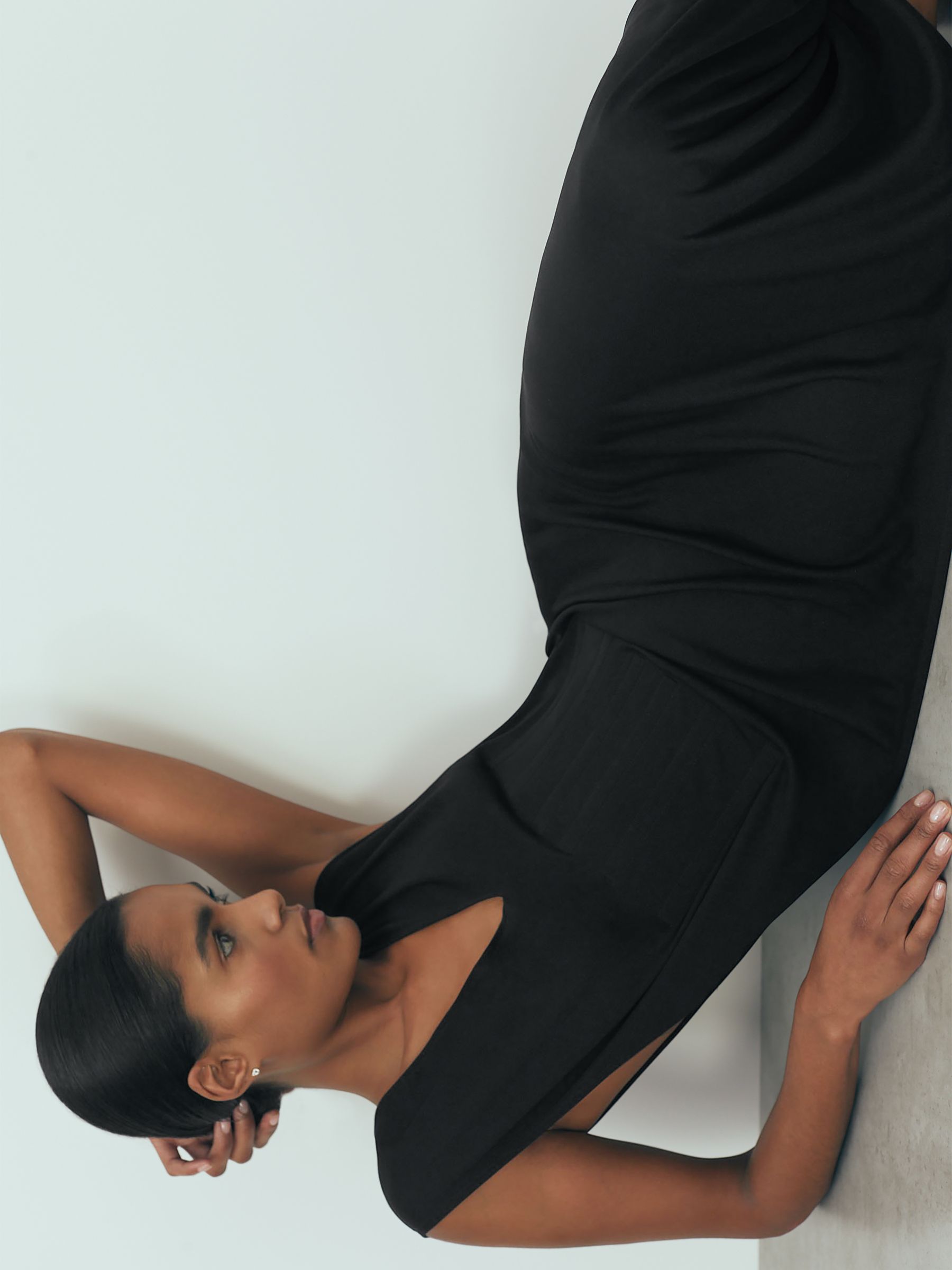 Atelier Corset Detail Jersey Maxi Dress in Black - Image 4 of 6