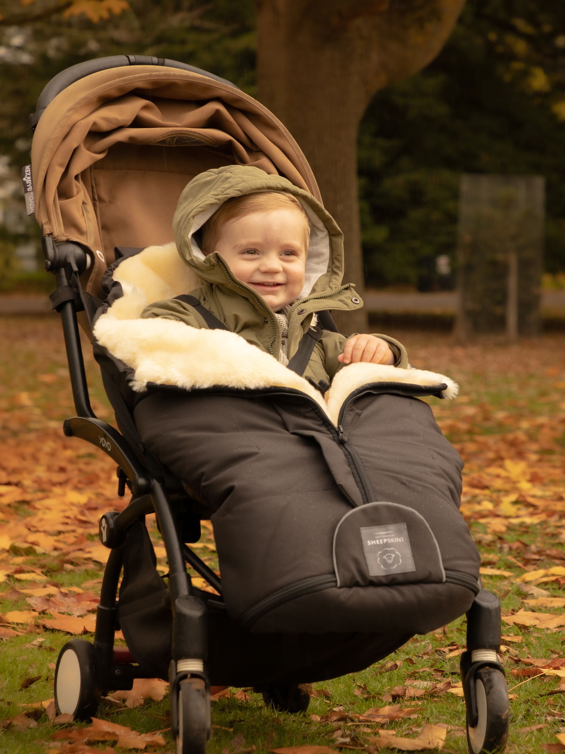 Naturally Sheepskins Charcoal Grey Merino Sheepskin Footmuff - Image 2 of 4