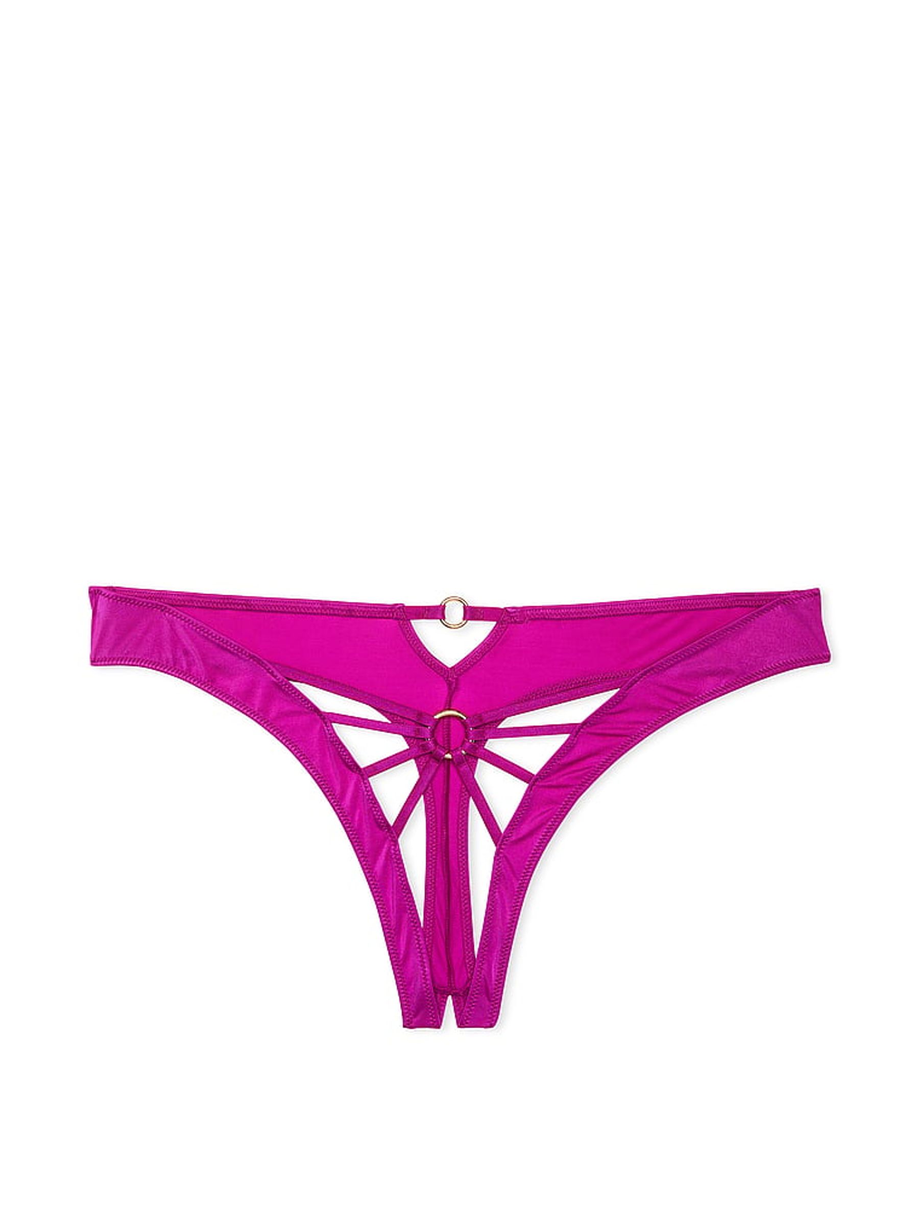 Outrageous Pink Strappy Crotchless Thong Knickers - Image 3 of 3