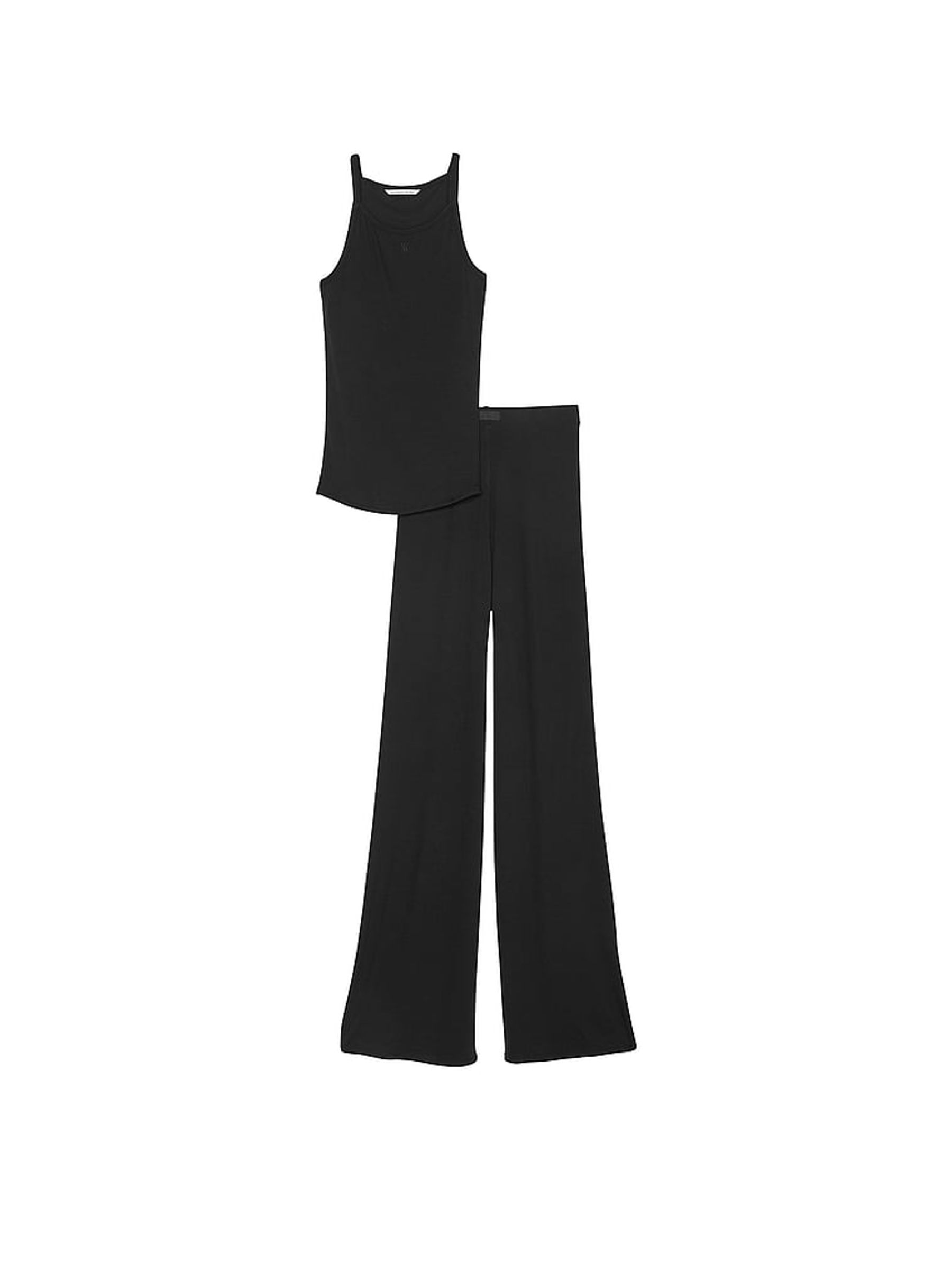 Black Modal Rib Cami Long Pyjama Set - Image 3 of 3