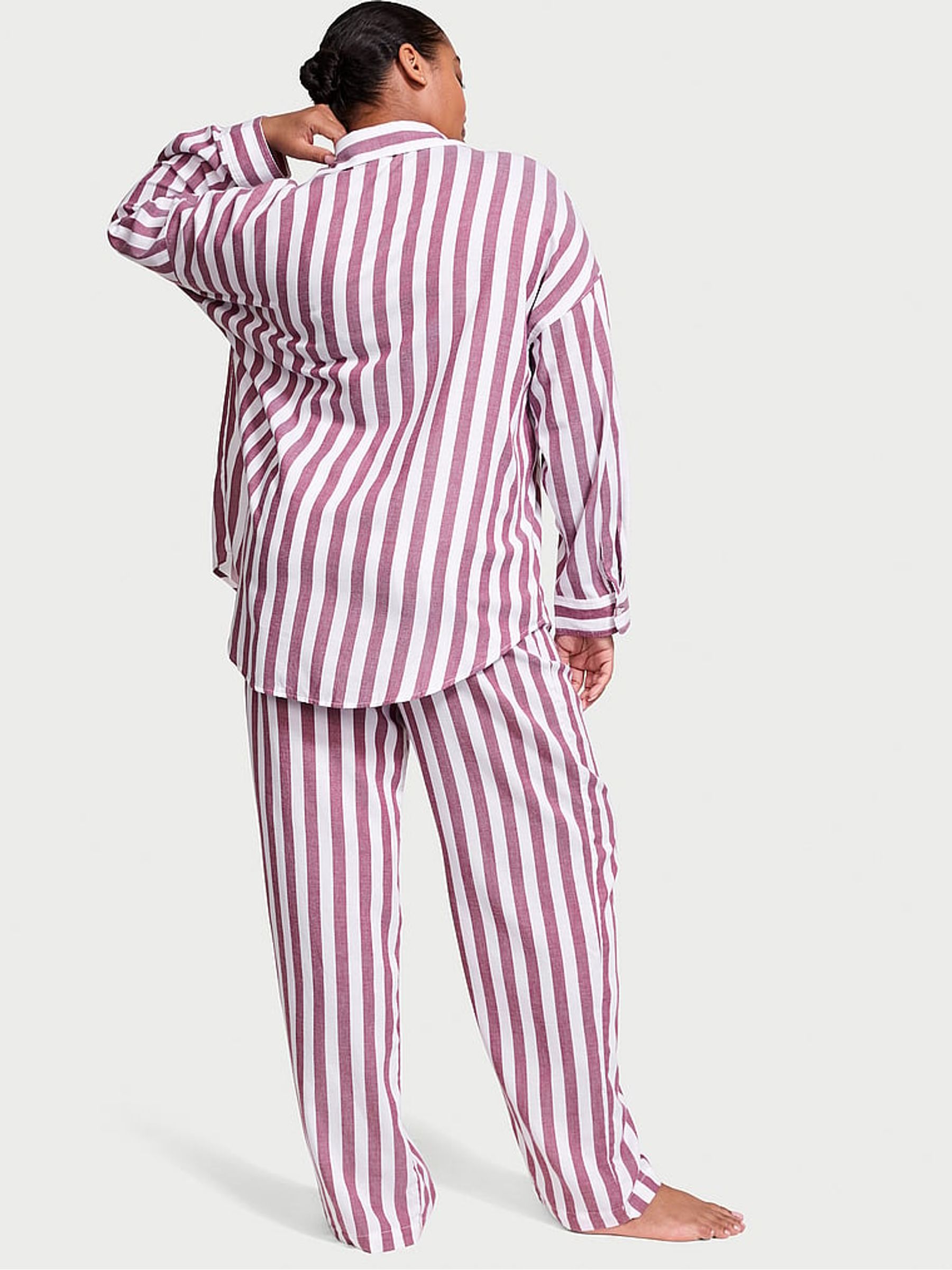 Pink Rouge Stripe Modal Long Pyjama Set - Image 2 of 3