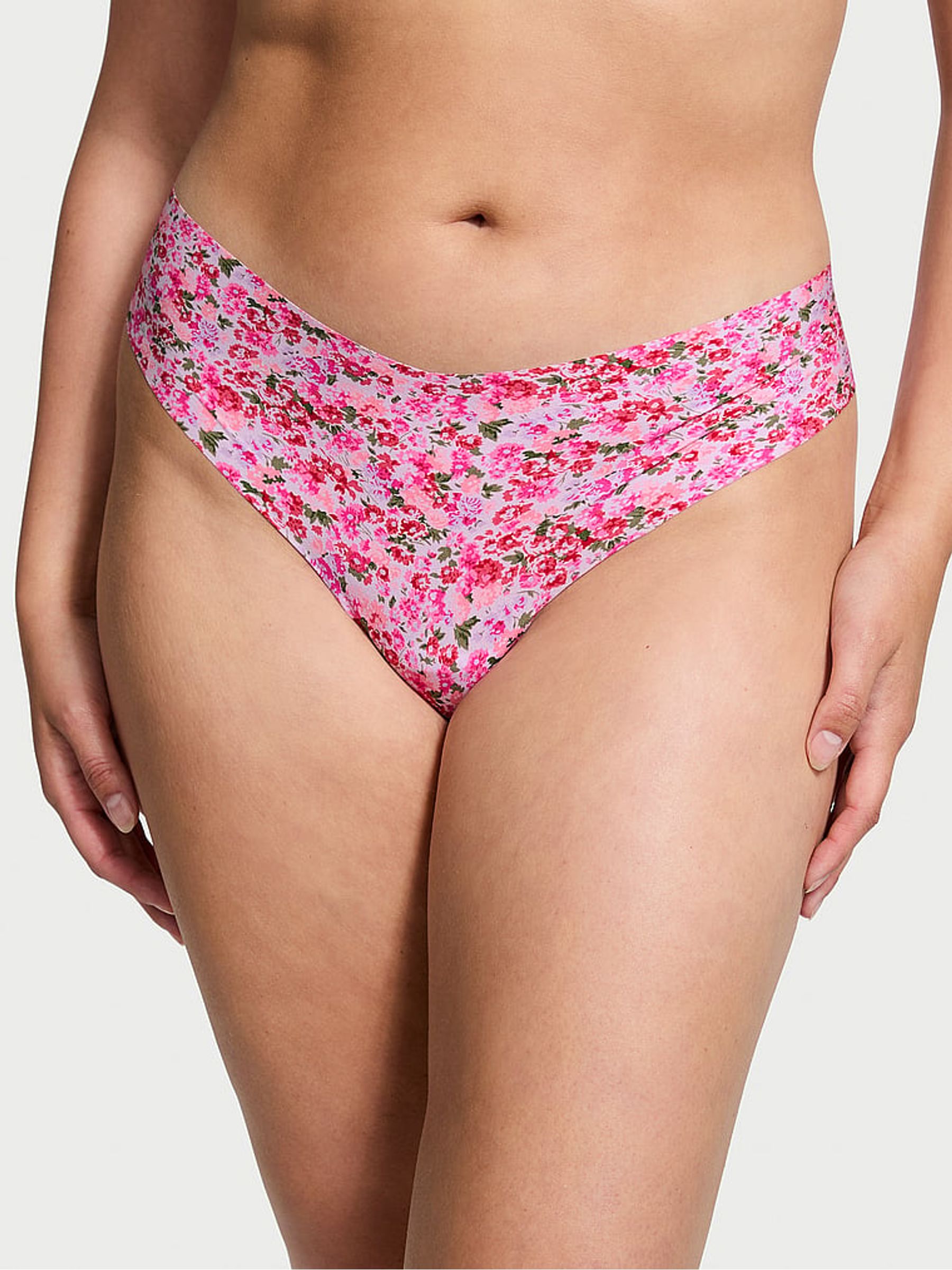Delicate Violet Purple Floral Thong Knickers - Image 1 of 1