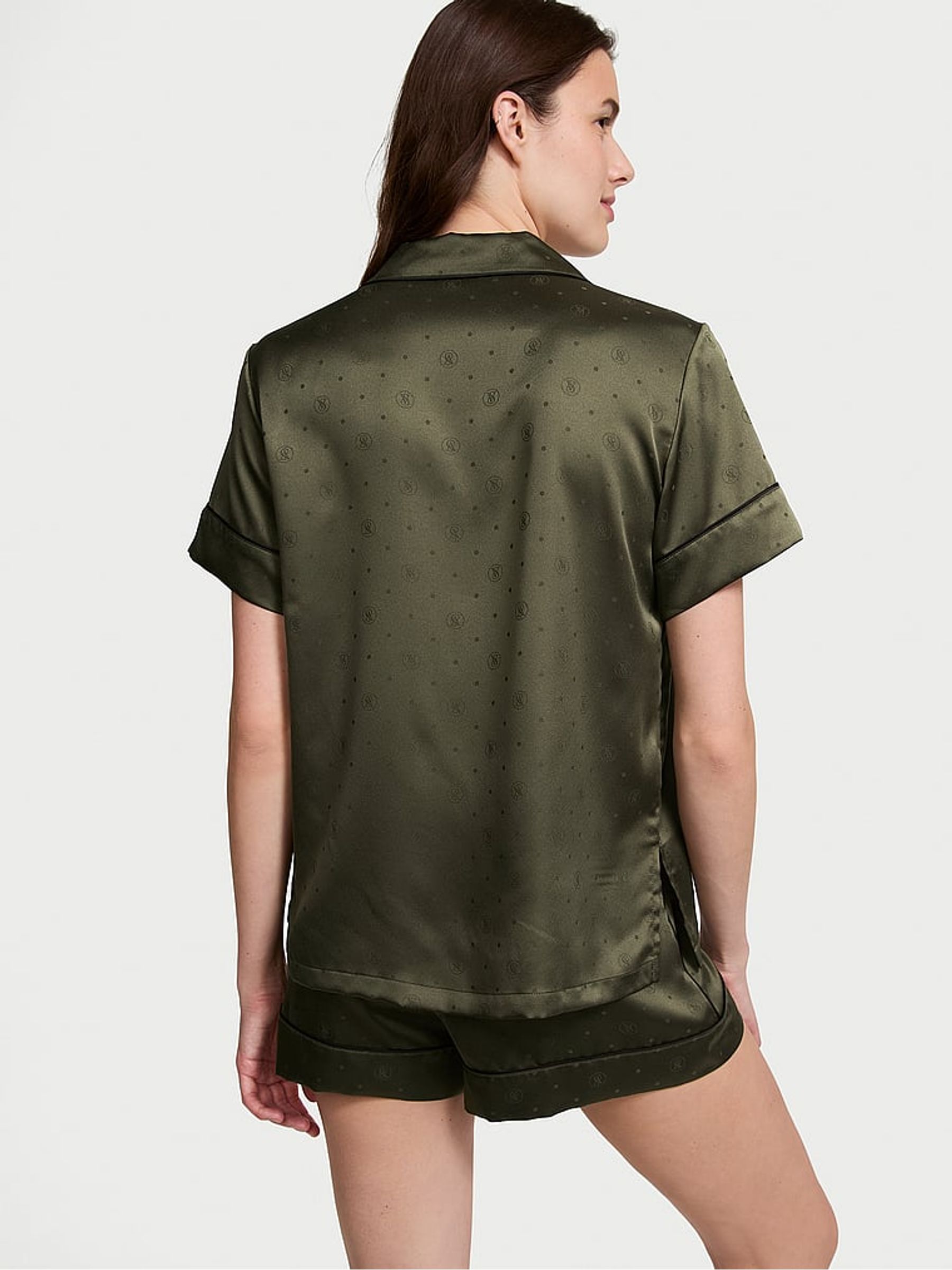 Green Logo Dot Satin Short Pyjama Set - Image 2 of 3