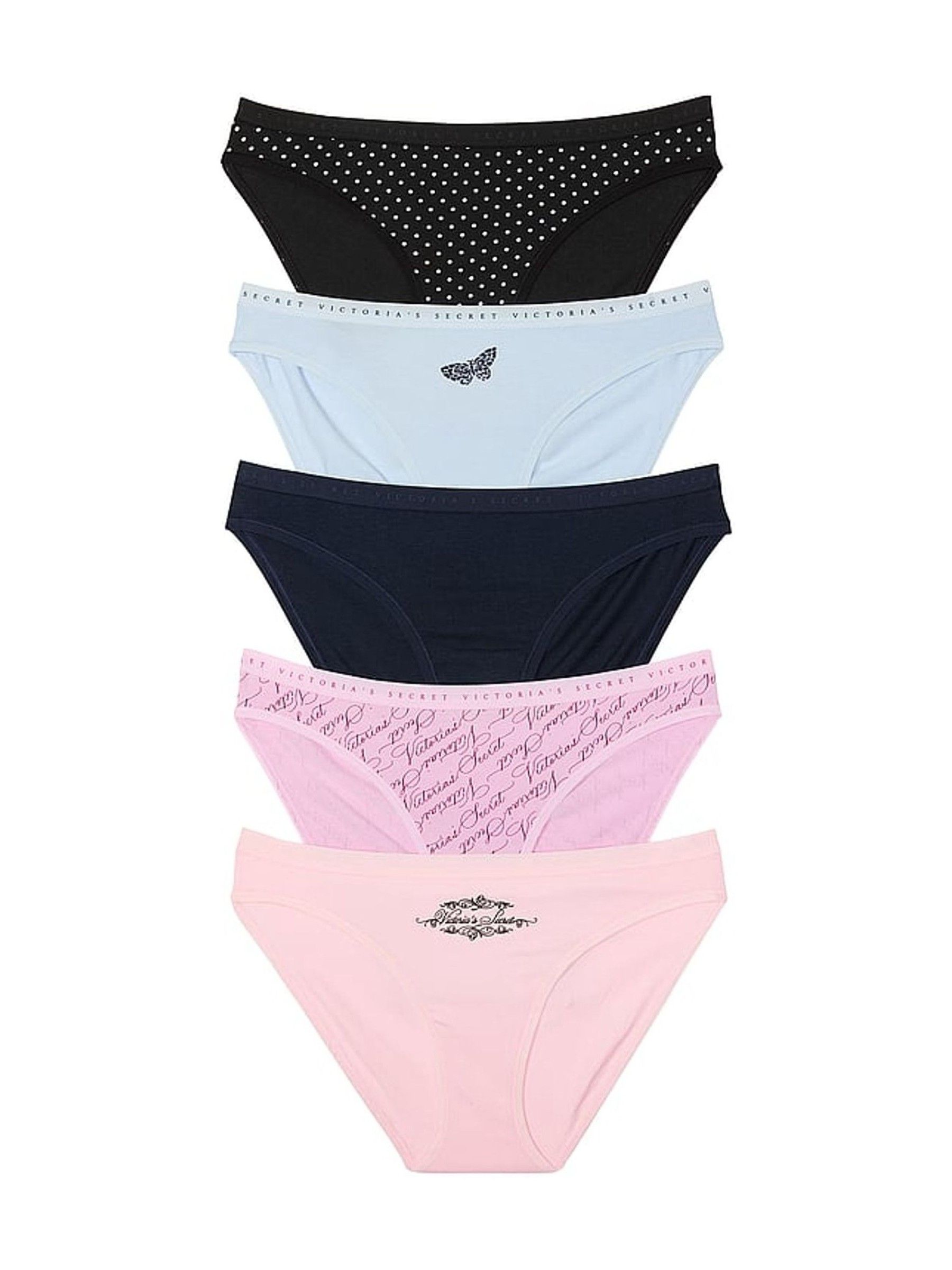 Black/Blue/Navy/Pink Bikini 5 Pack Knickers - Image 1 of 3