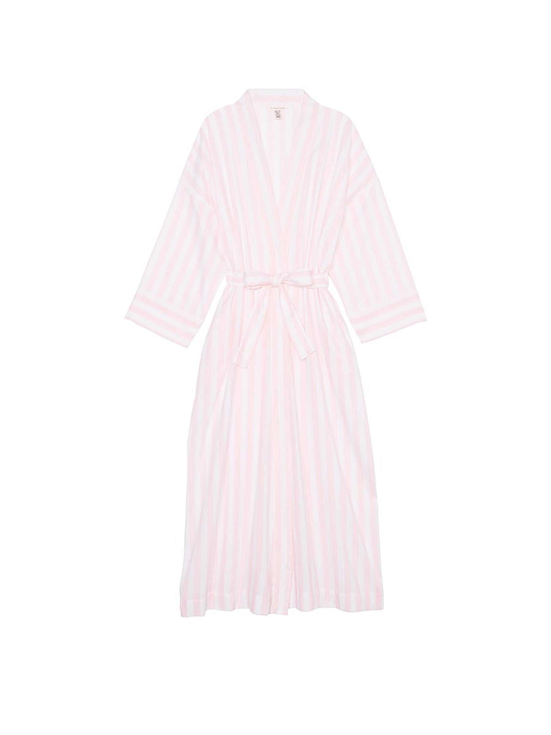 Pretty Blossom Pink Stripes Modal Long Robe - Image 3 of 4