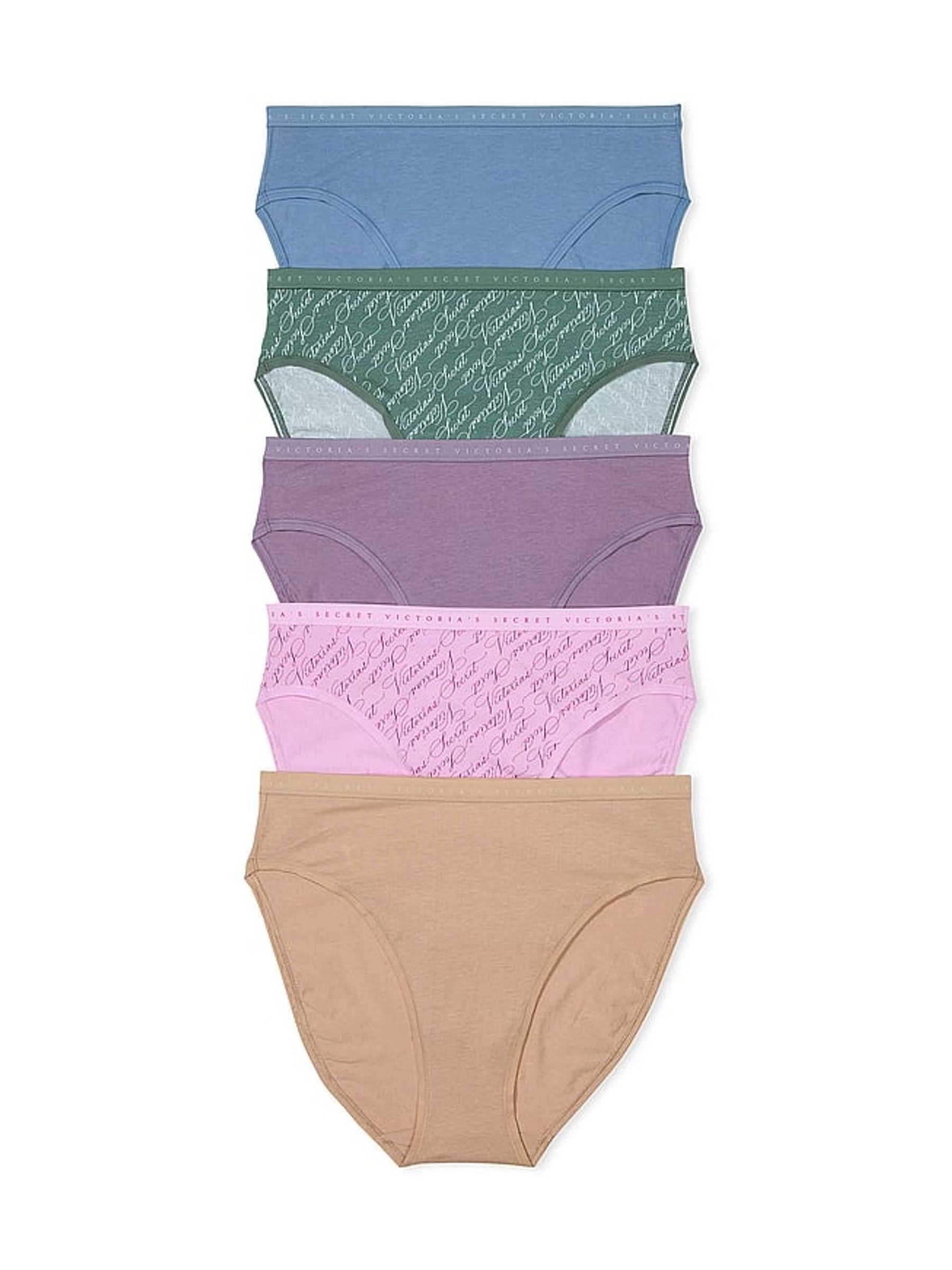 Blue/Green/Purple/Pink/Nude Brief 5 Pack Knickers - Image 1 of 3