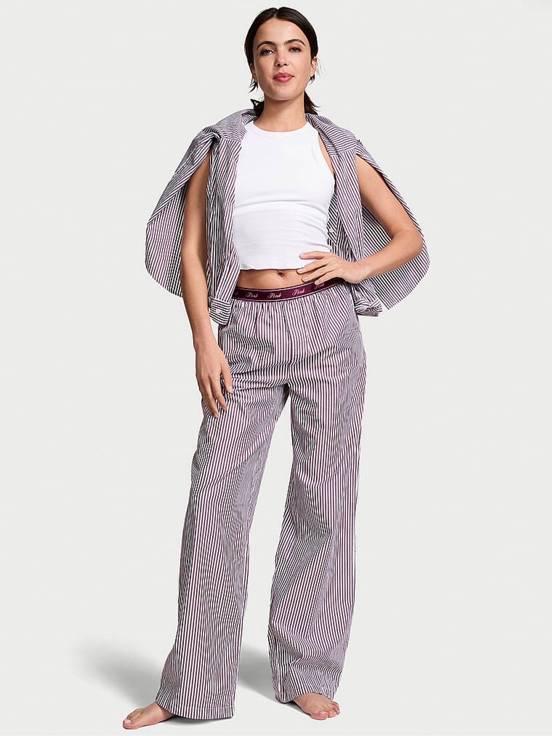 Purple Rose Stripe Cotton Logo Pyjama Bottom - Image 1 of 3