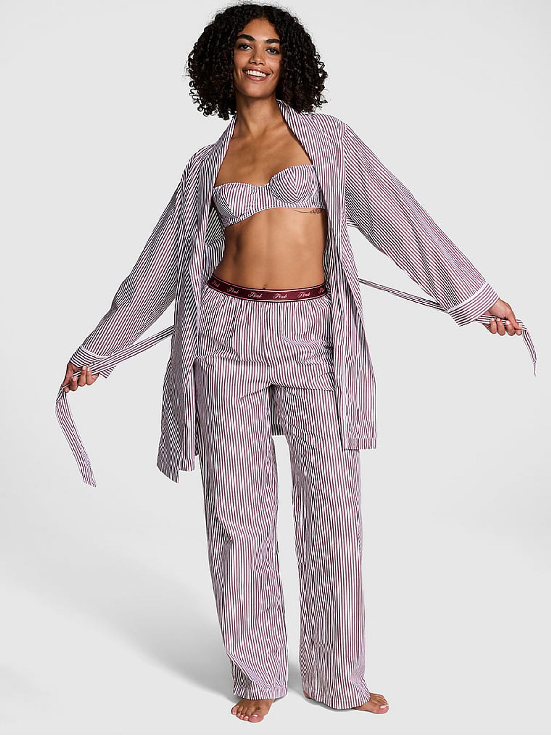 Purple Rose Stripe Cotton Logo Pyjama Bottom - Image 3 of 3