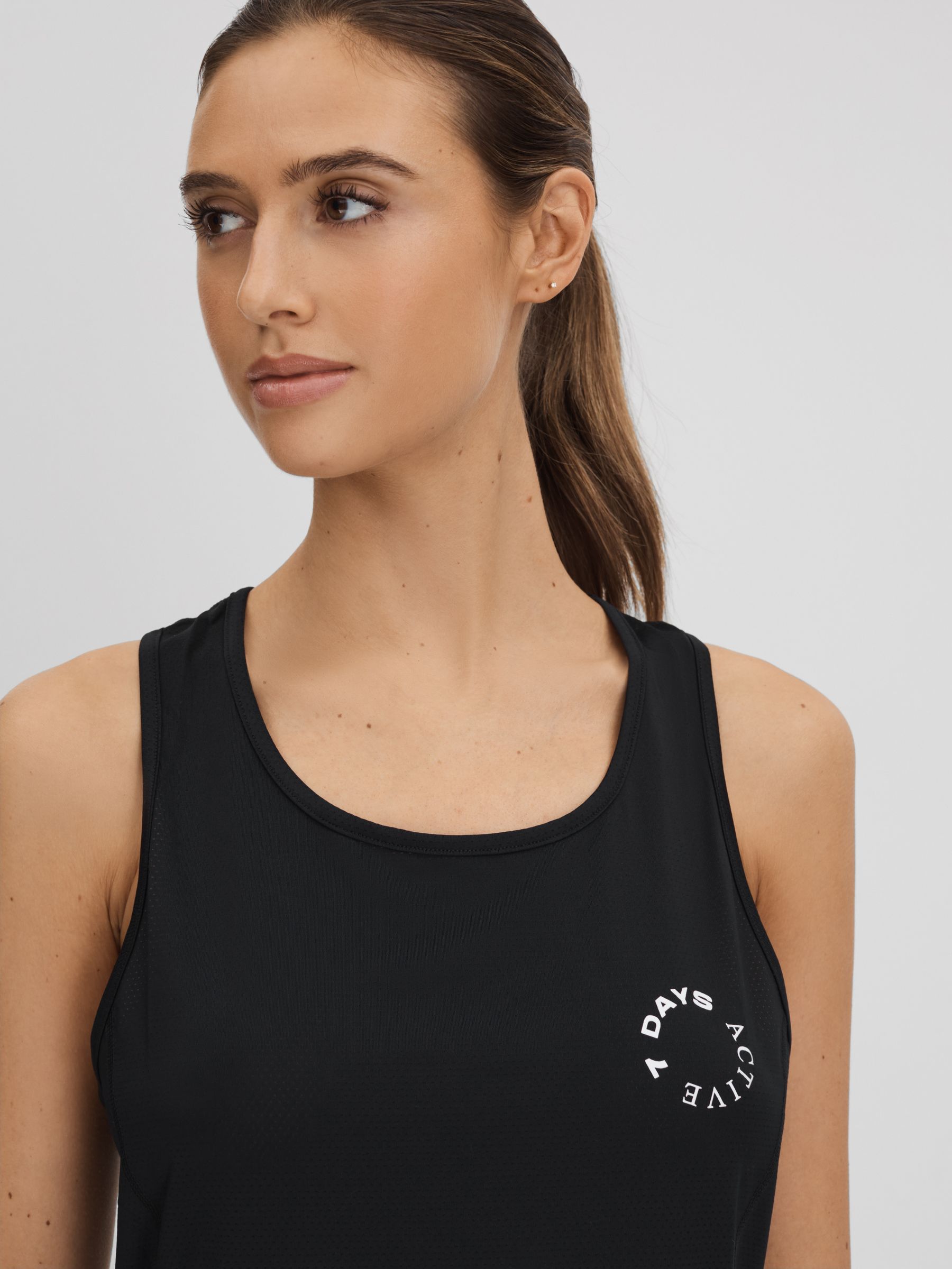 7 Days Active Crew Neck Vest in Black - Image 4 of 6