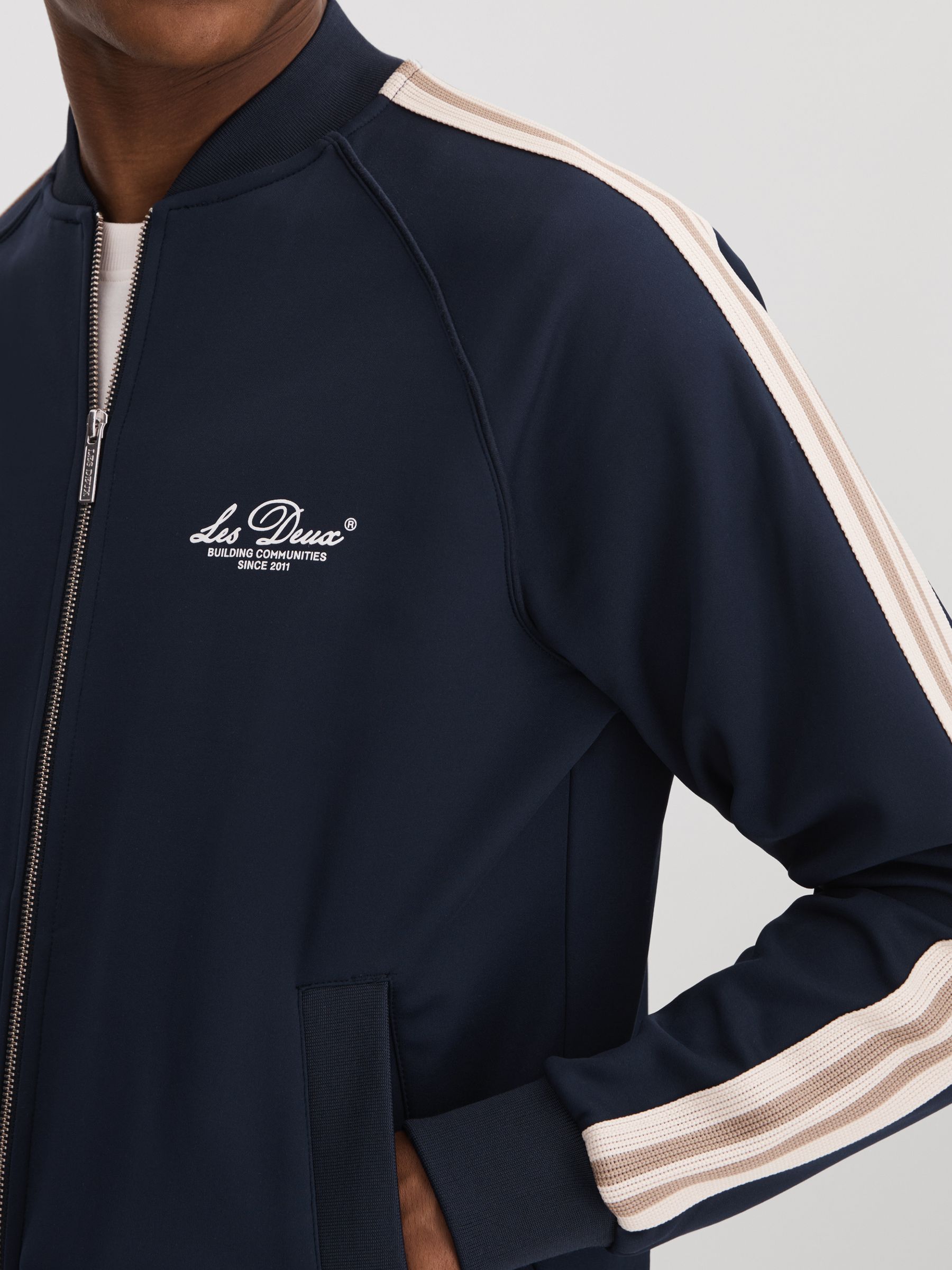 Les Deux Side Stripe Track Jacket in Dark Navy - Image 4 of 6
