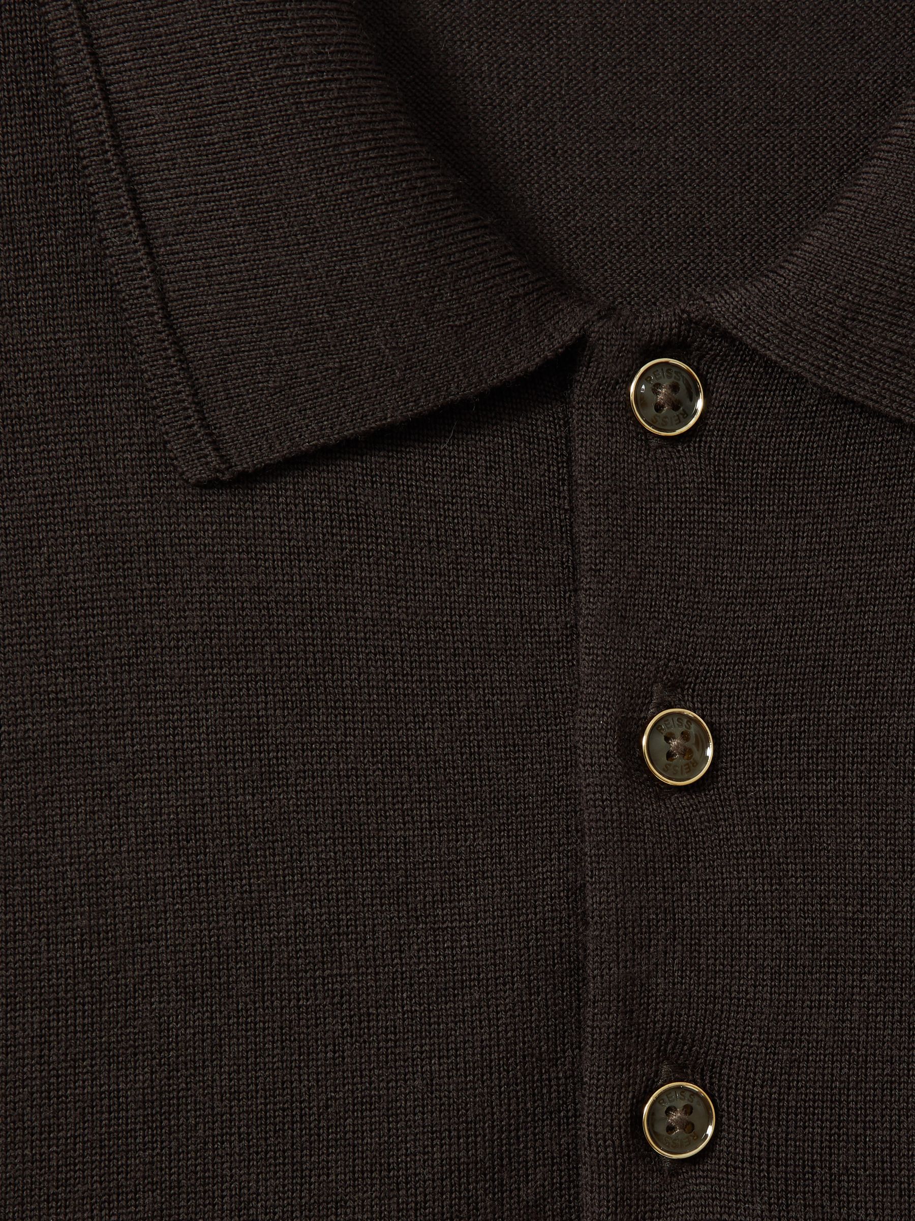Merino Wool Polo Shirt in Coco Brown - Image 5 of 5
