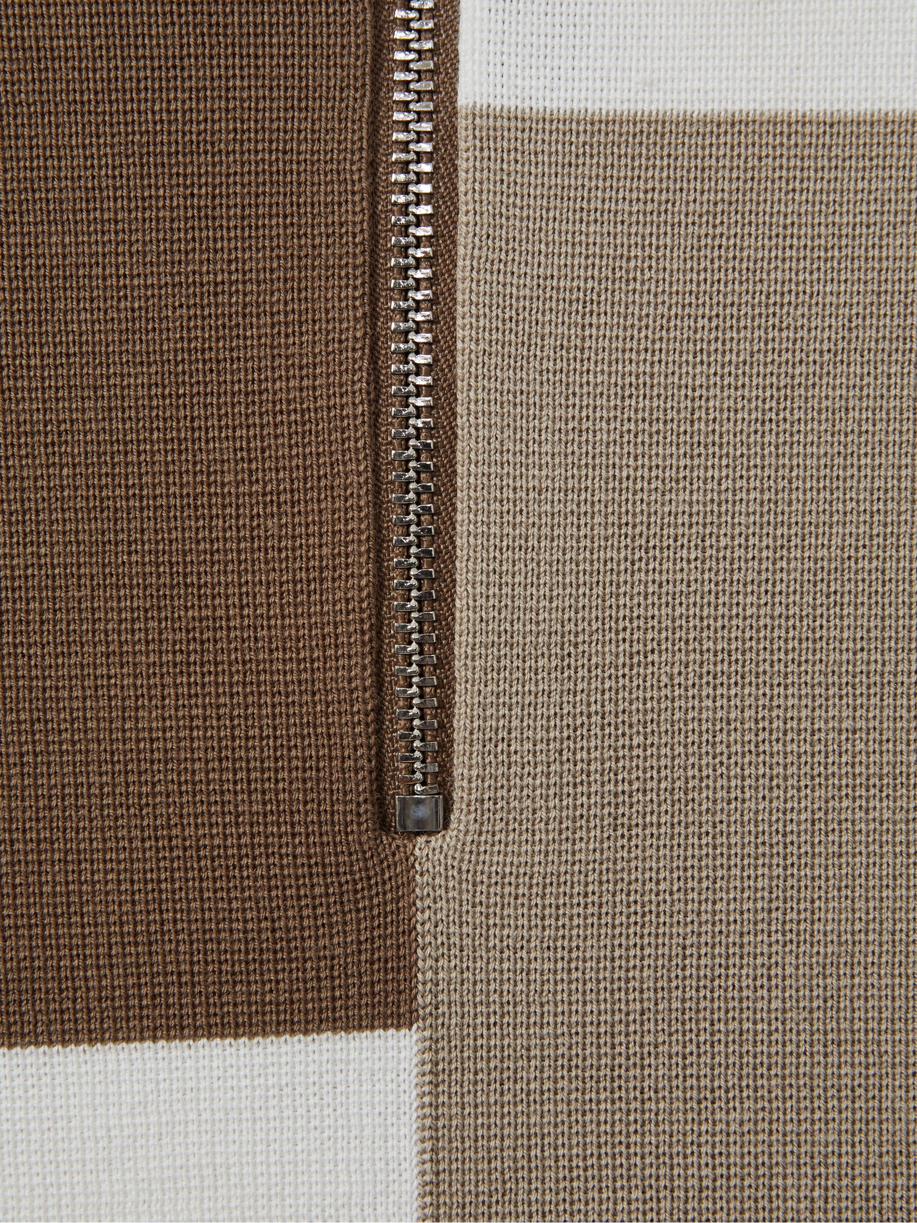 Colourblock Half-Zip Polo Shirt in Camel Multi - Image 4 of 4
