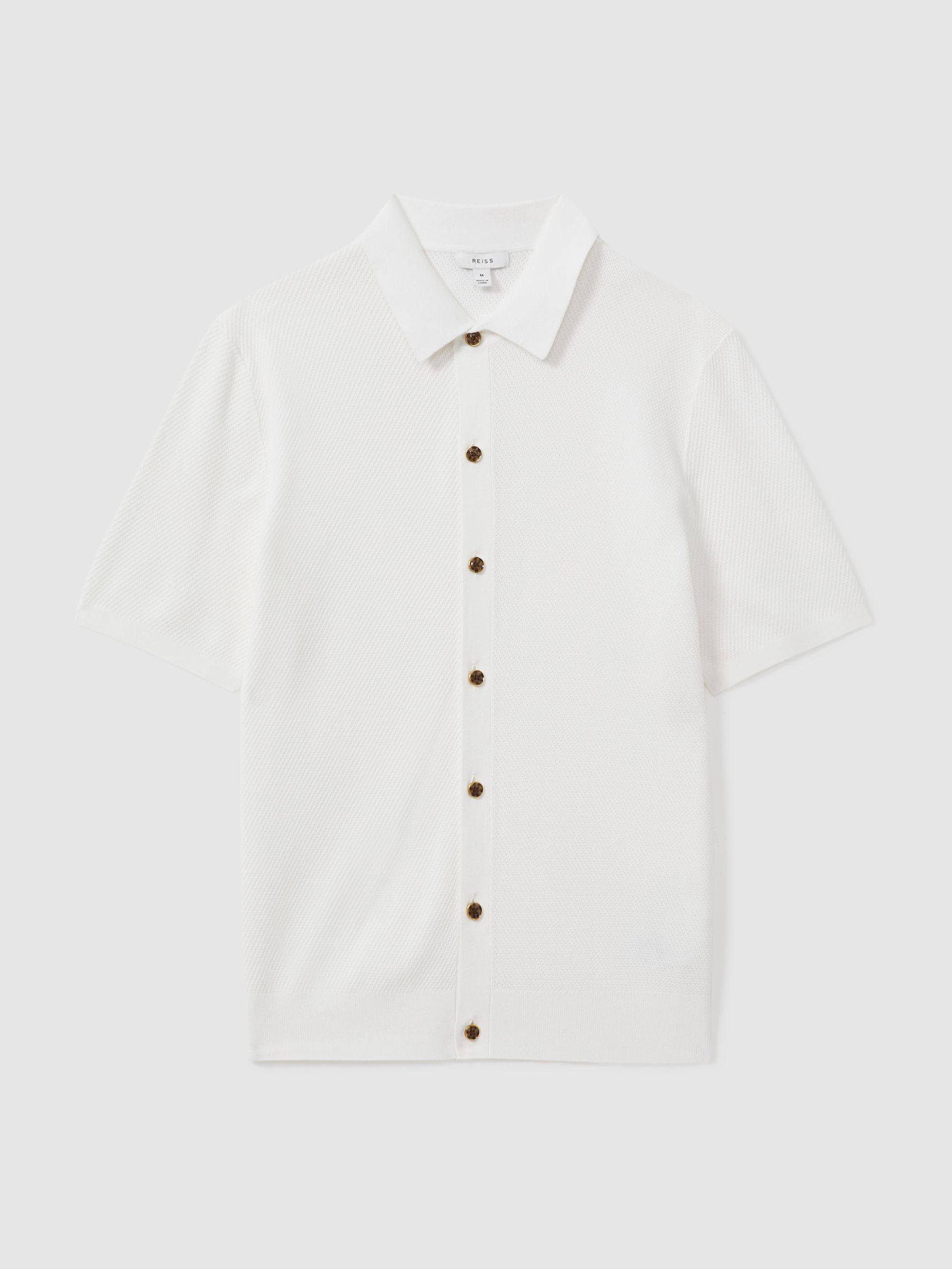 Cotton Blend Textured Shirt in White - Image 2 of 6