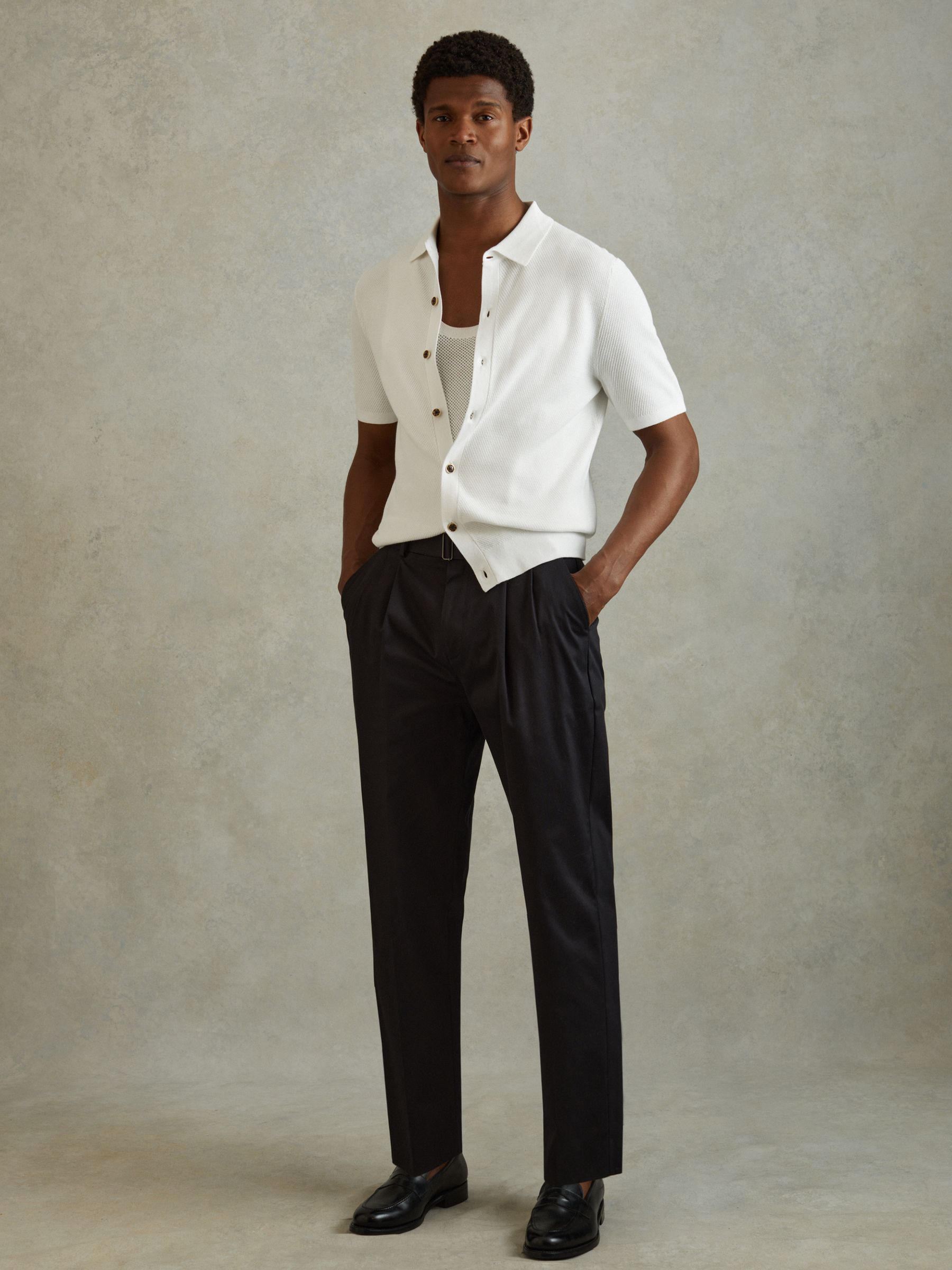 Cotton Blend Textured Shirt in White - Image 3 of 6