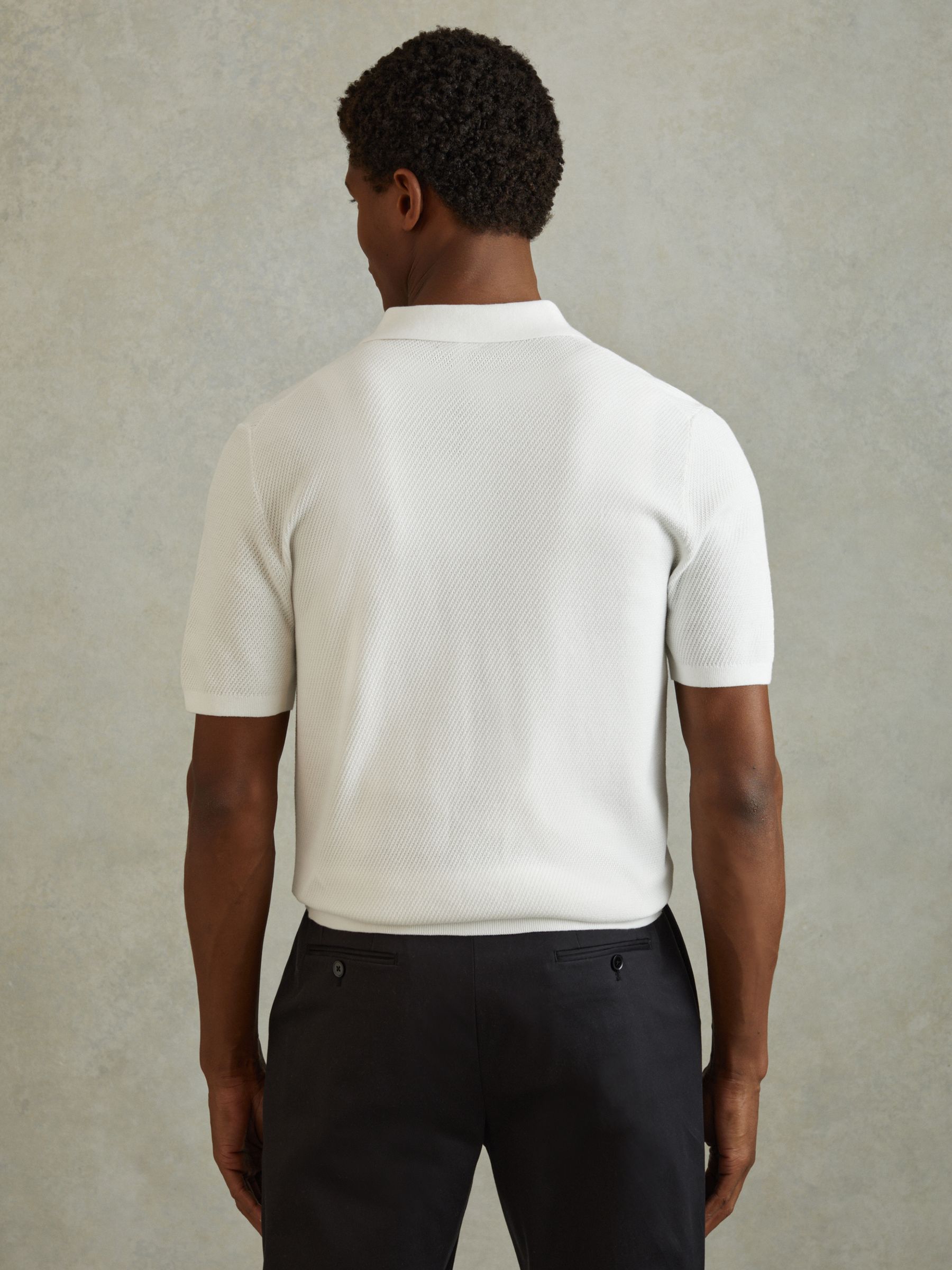 Cotton Blend Textured Shirt in White - Image 5 of 6