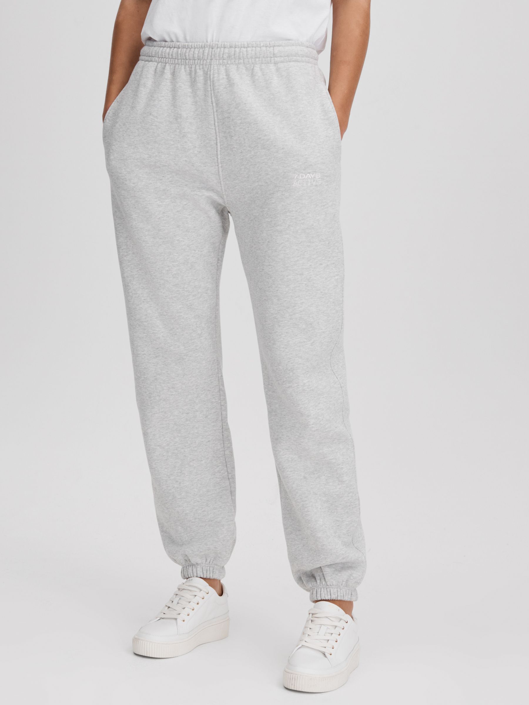 7 Days Active Fitted Cotton Joggers in Heather Grey - Image 3 of 6