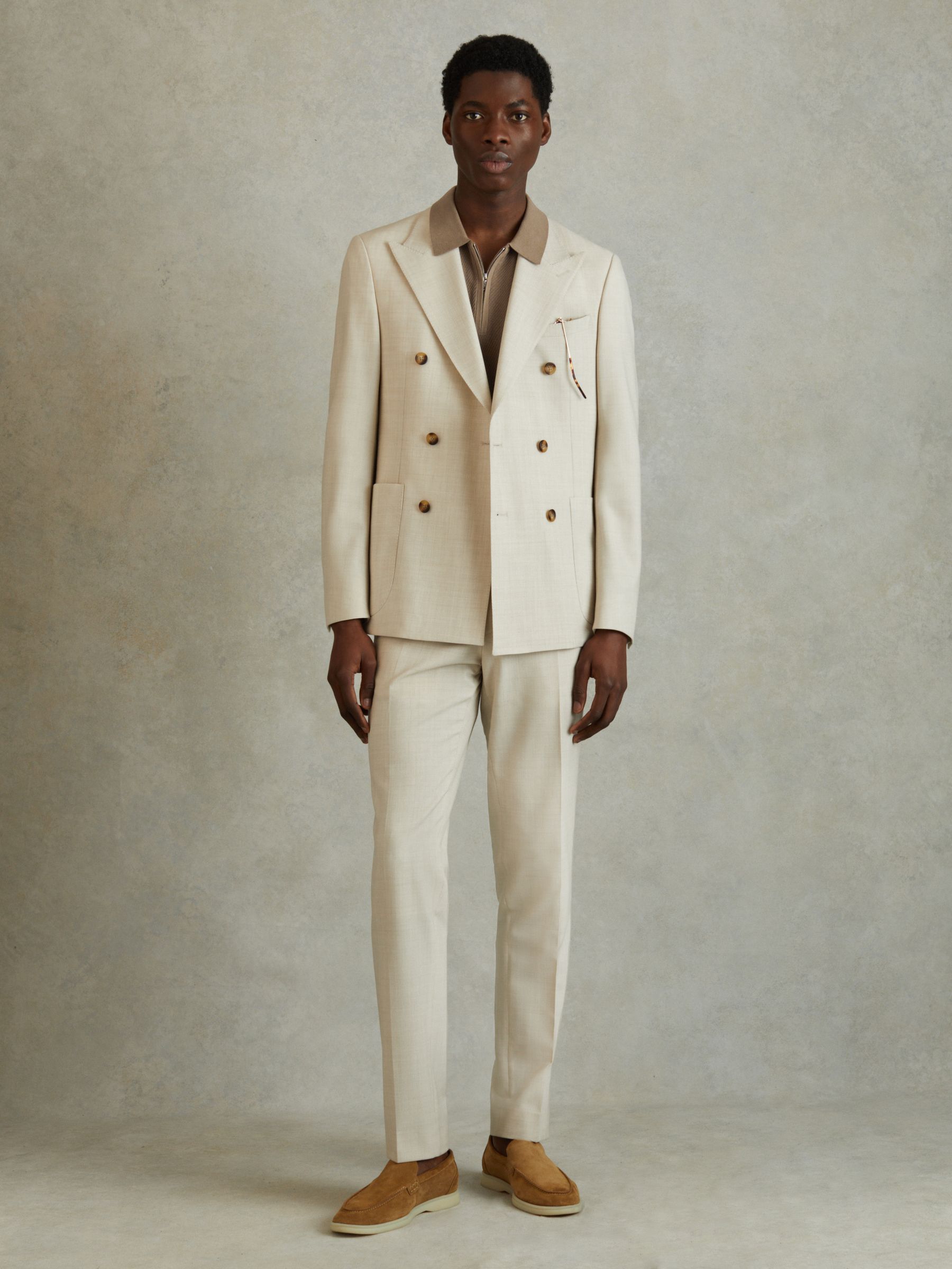 Textured Half-Zip Polo Shirt in Camel - Image 4 of 6