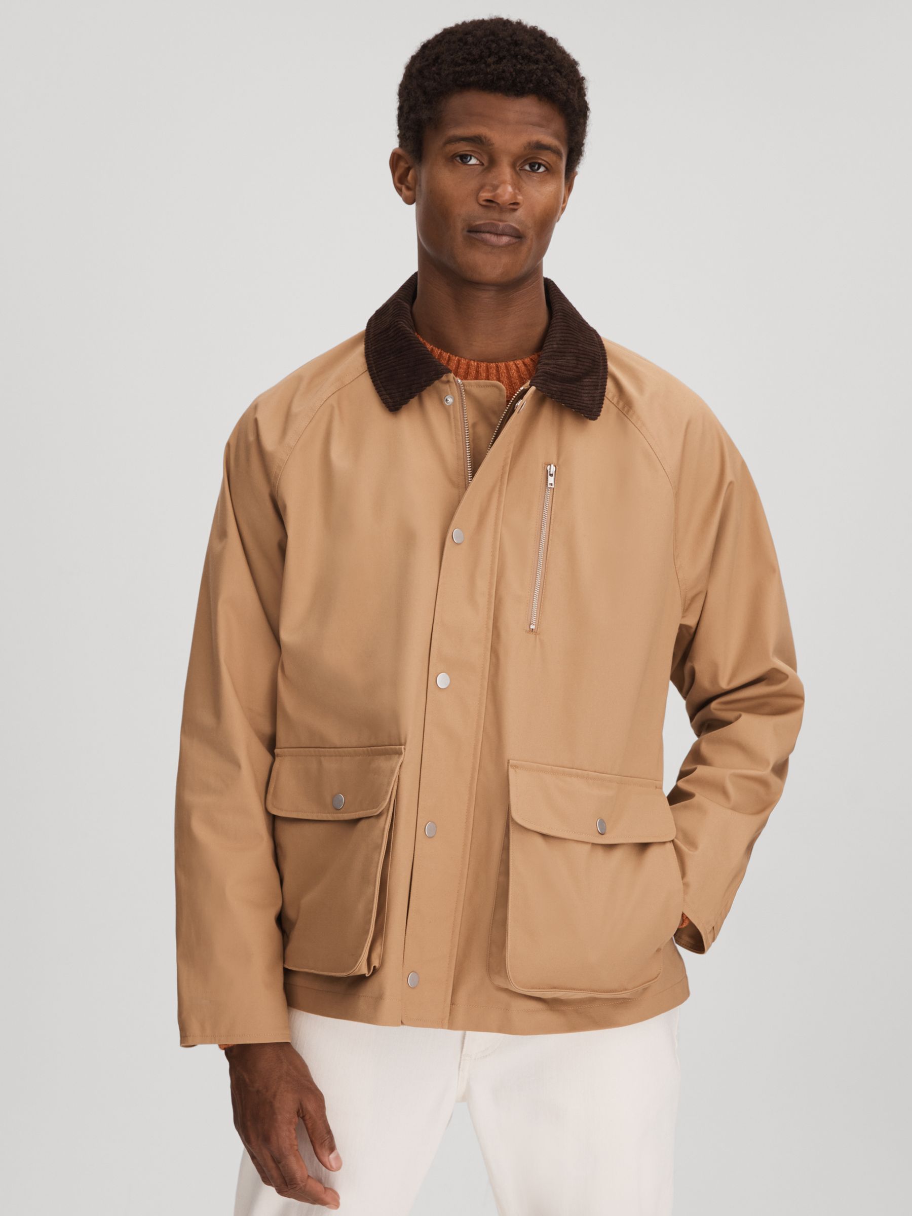 Les Deux Water Resistant Canvas Zip-Through Jacket in Camel - Image 1 of 7 Les Deux Water Resistant Canvas Zip-Through Jacket in Camel - Image 1 of 7
