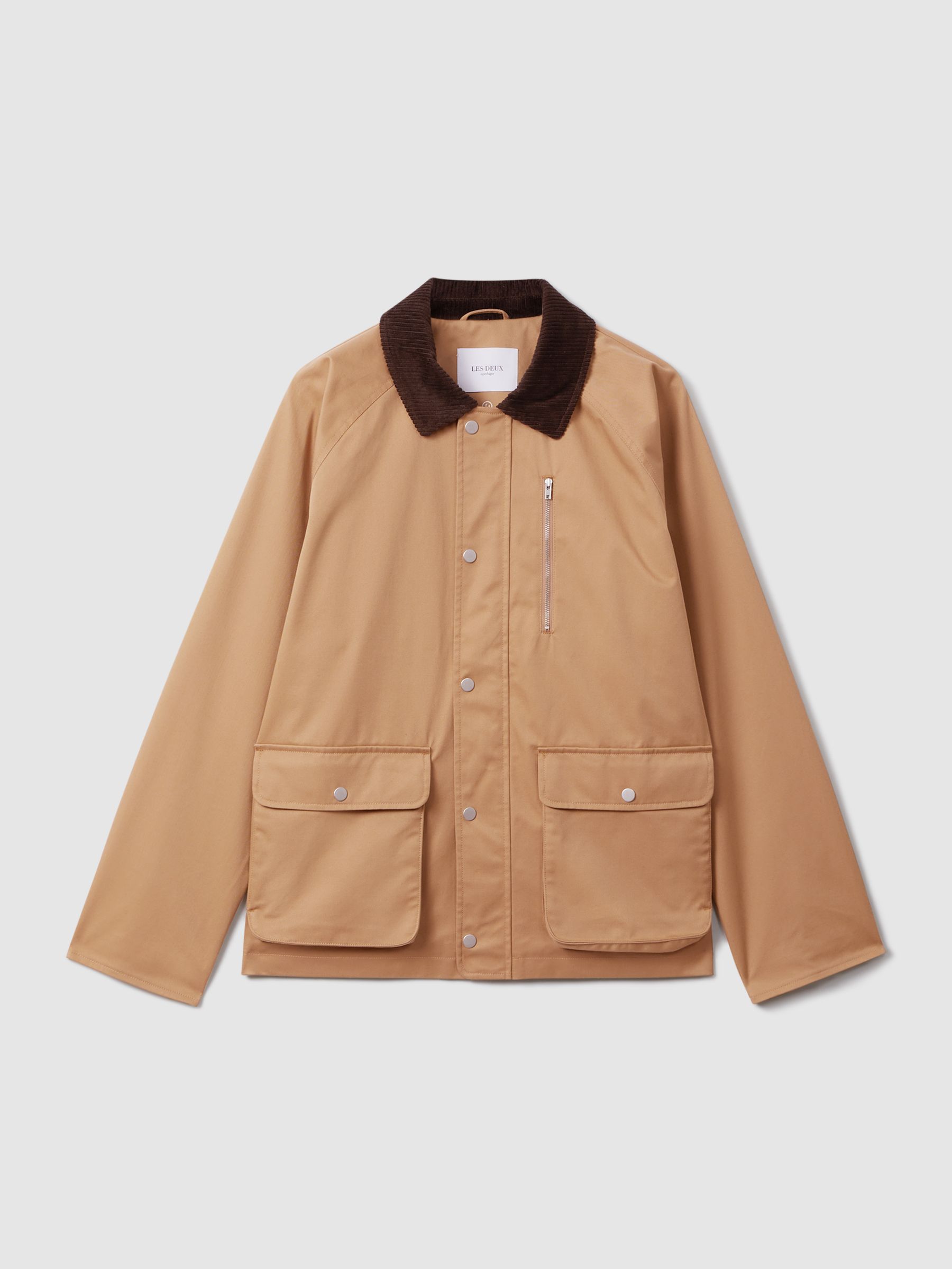 Les Deux Water Resistant Canvas Zip-Through Jacket in Camel - Image 2 of 7 Les Deux Water Resistant Canvas Zip-Through Jacket in Camel - Image 2 of 7