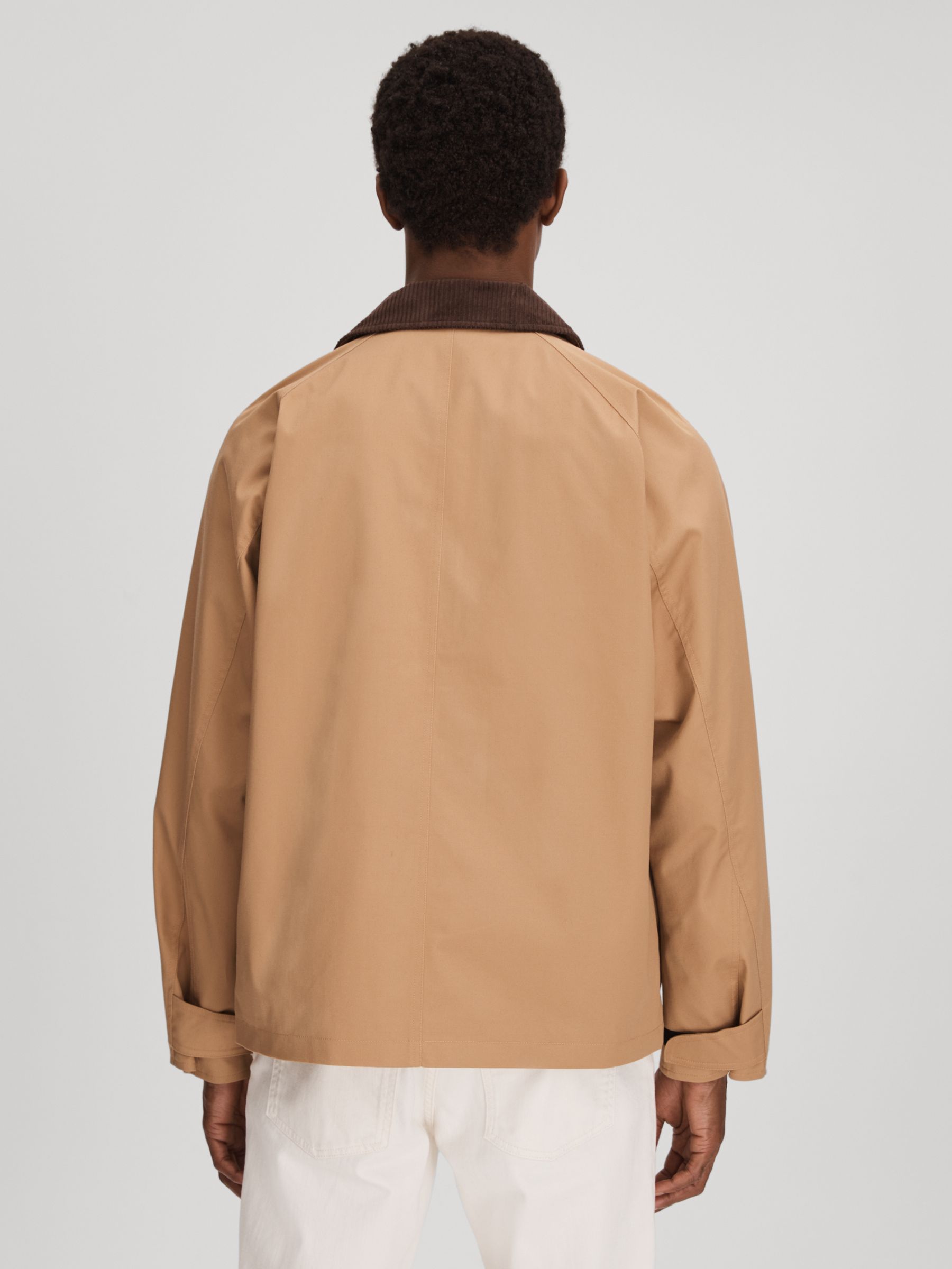 Les Deux Water Resistant Canvas Zip-Through Jacket in Camel - Image 5 of 7
