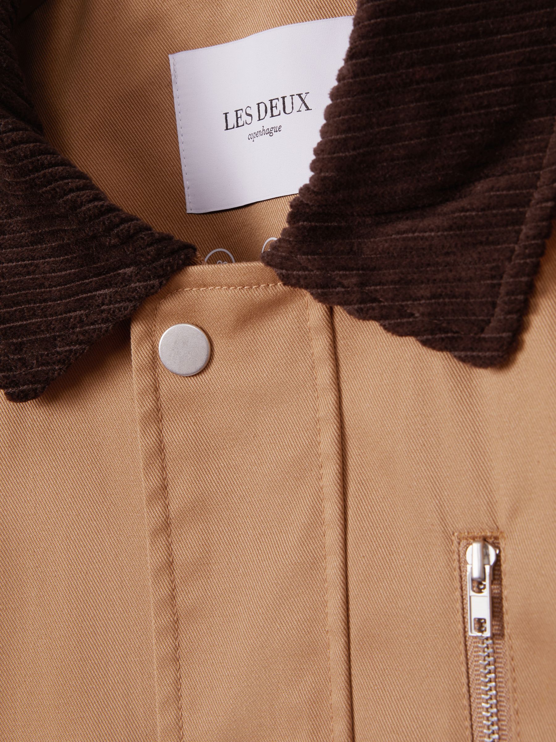 Les Deux Water Resistant Canvas Zip-Through Jacket in Camel - Image 7 of 7